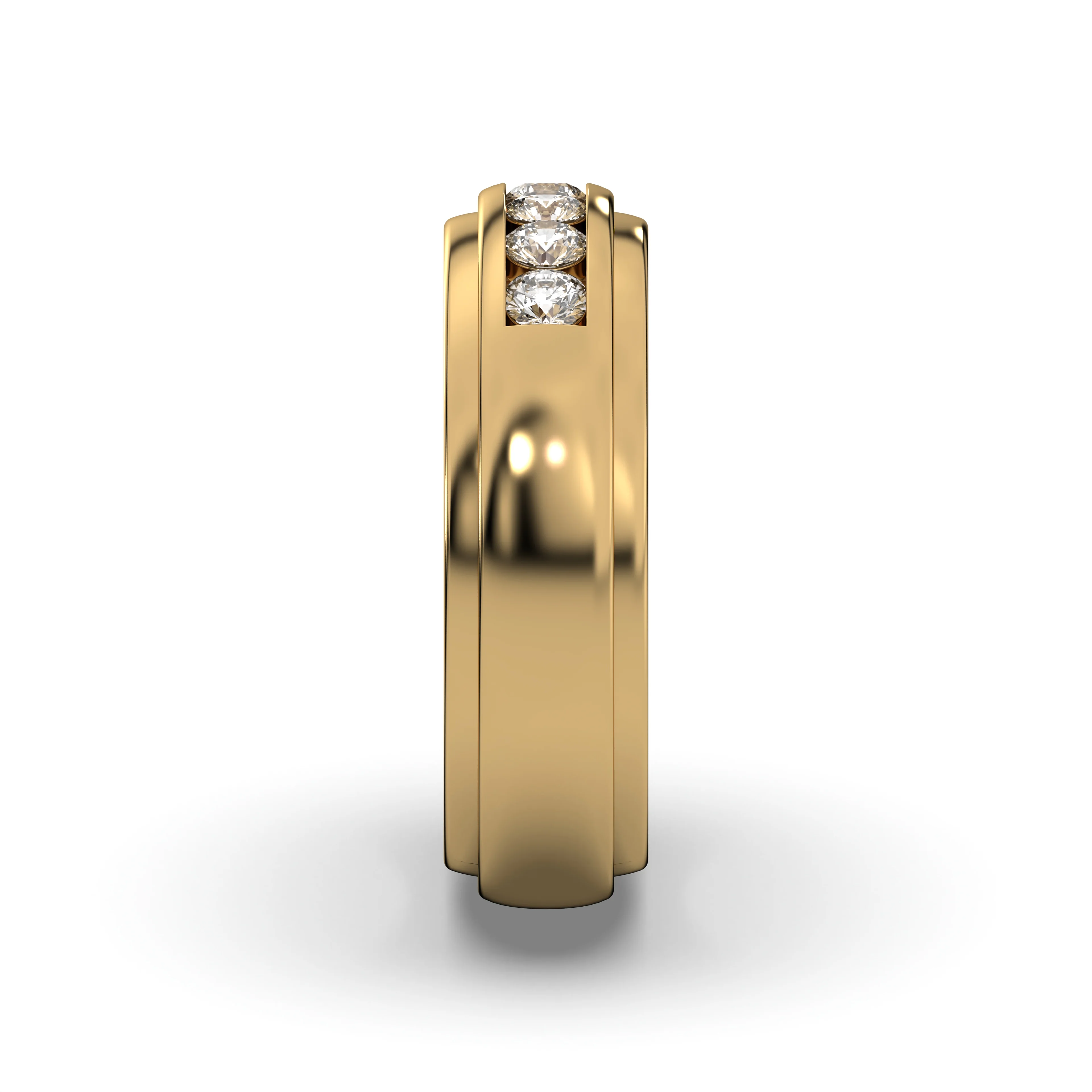 Men's Jewelry - Men's VVS Lab Diamond 5 Stone Wedding Band | Yellow Gold - Image 3