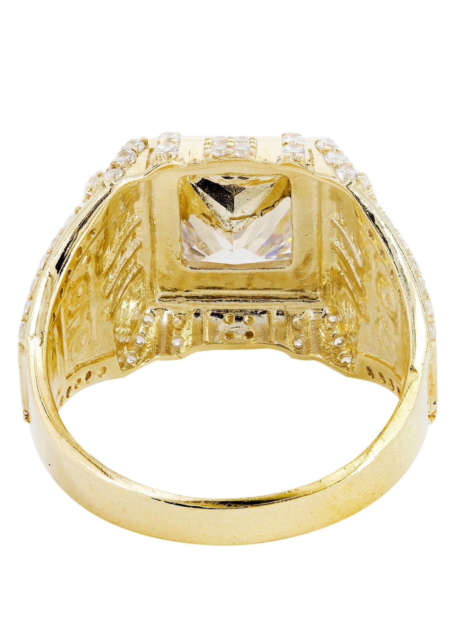 Rock Crystal  10K Gold Mens Ring | 10.3 Grams - Image 2