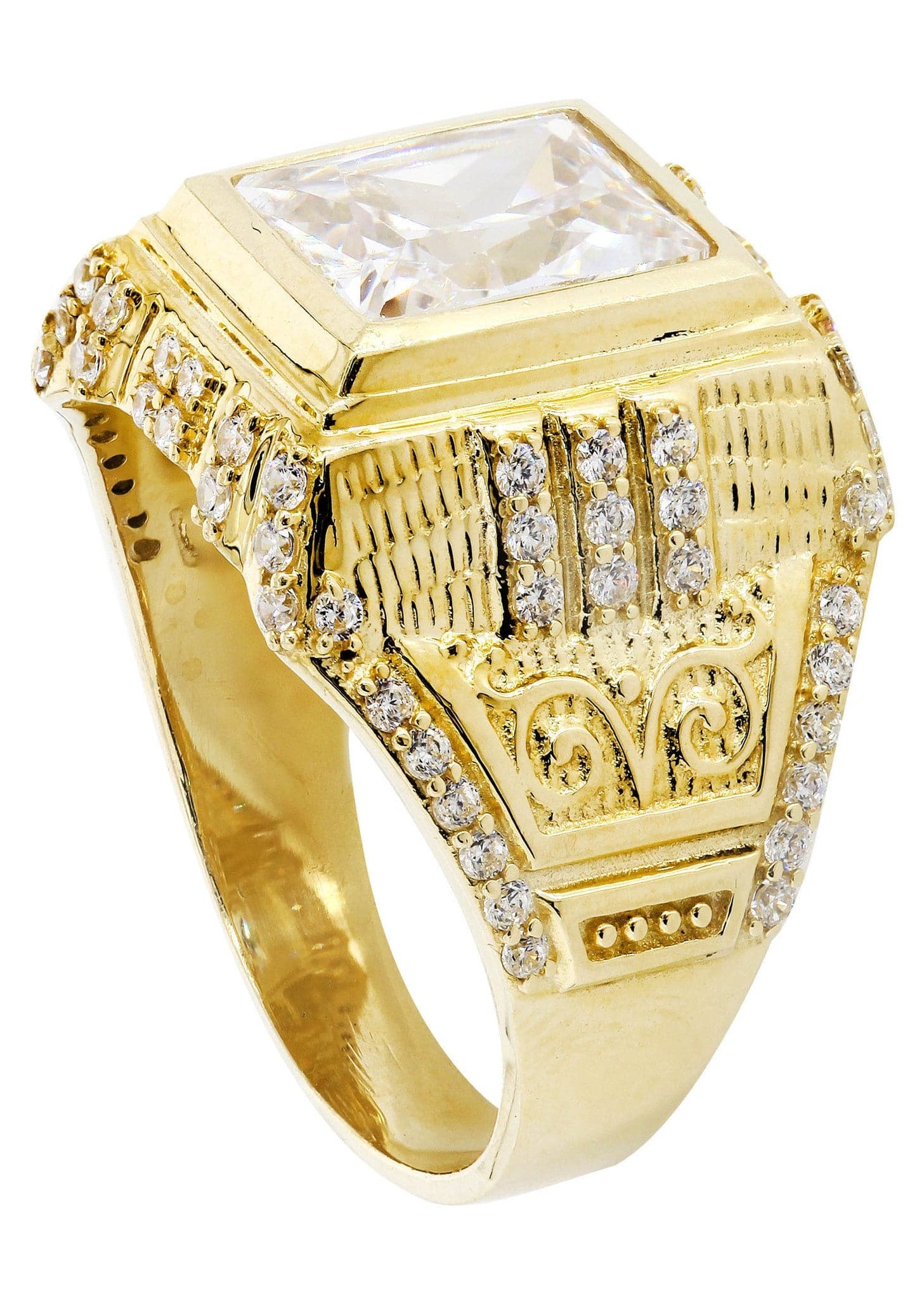 Rock Crystal  10K Gold Mens Ring | 10.3 Grams - Image 3