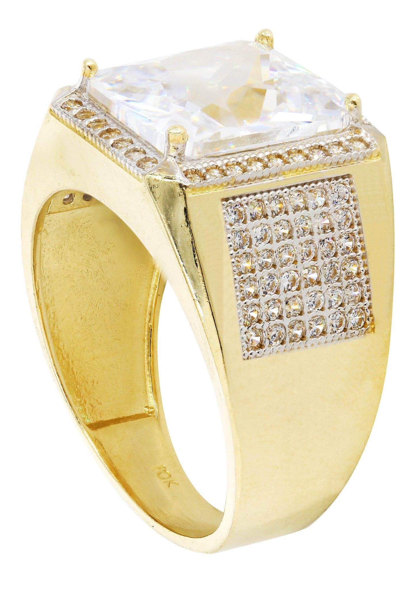 Rock Crystal  10K Gold Mens Ring | 10.43 Grams - Image 3
