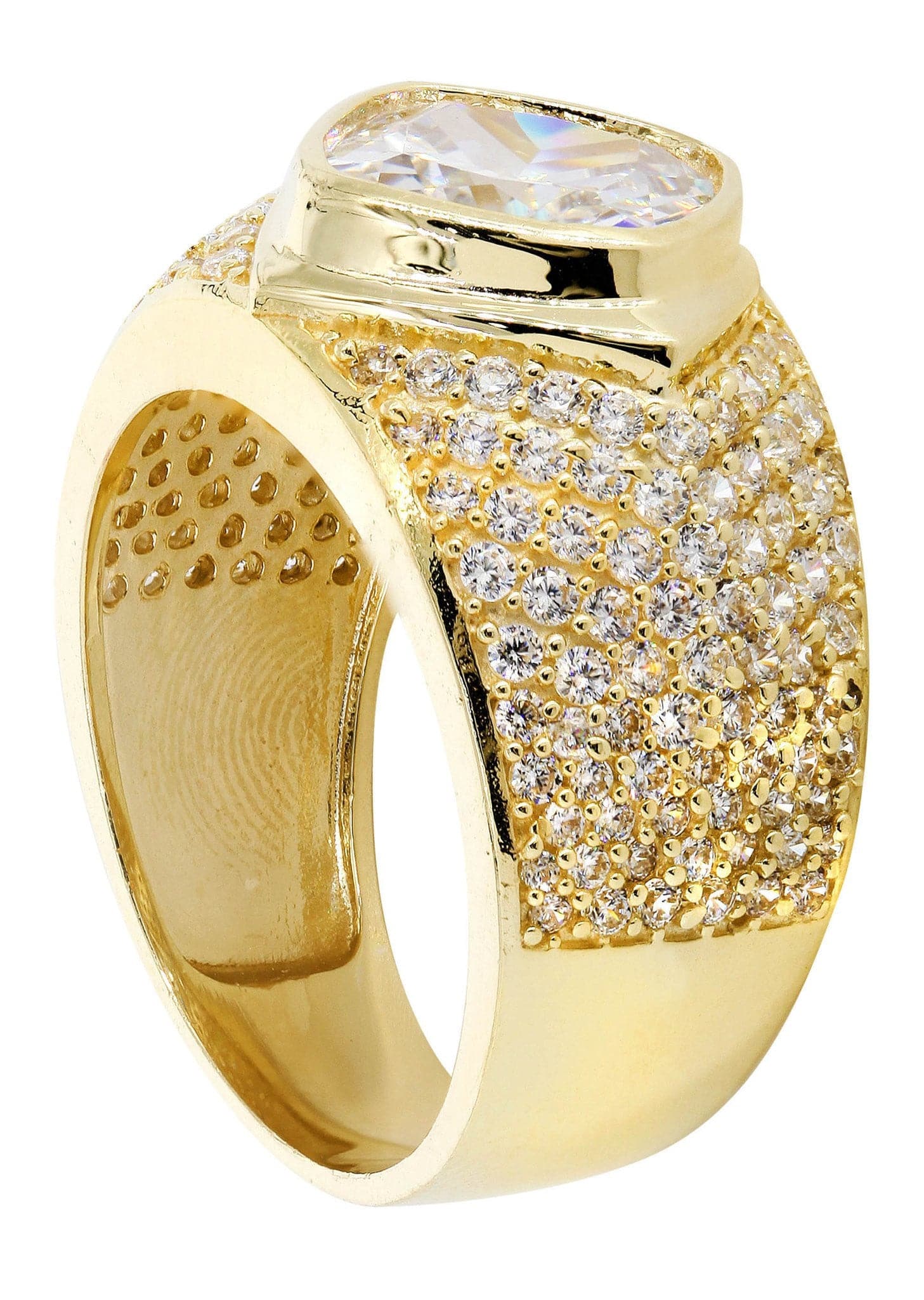 Rock Crystal  10K Gold Mens Ring | 11.4 Grams - Image 3