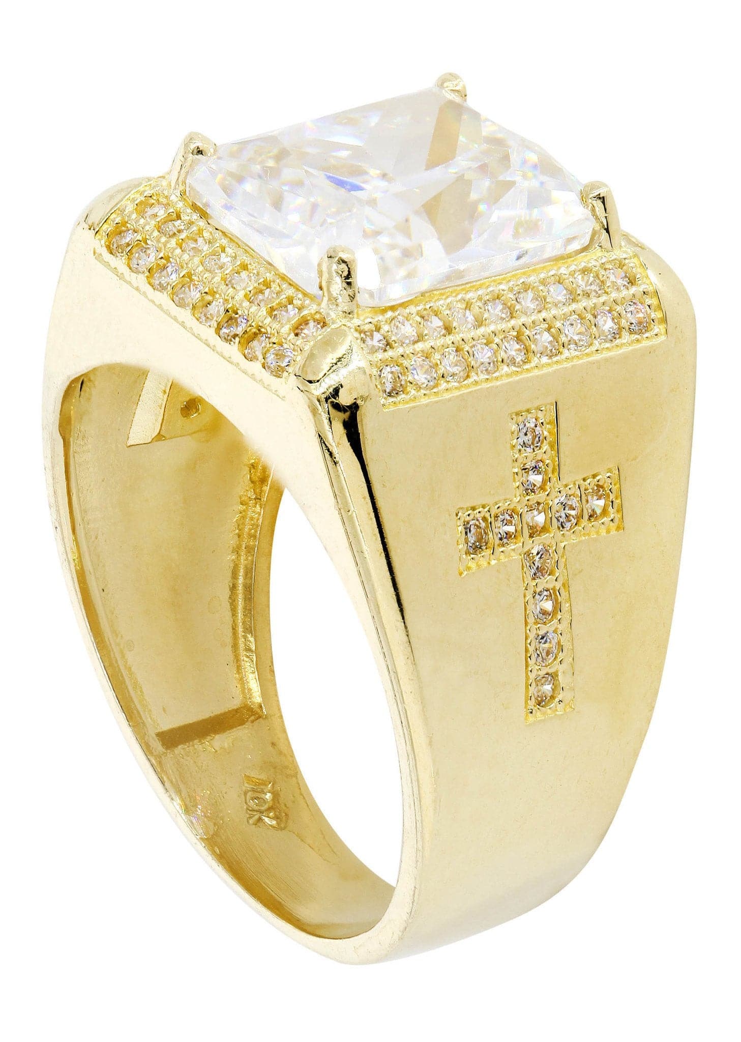 Rock Crystal  10K Gold Mens Ring | 11.8 Grams - Image 3