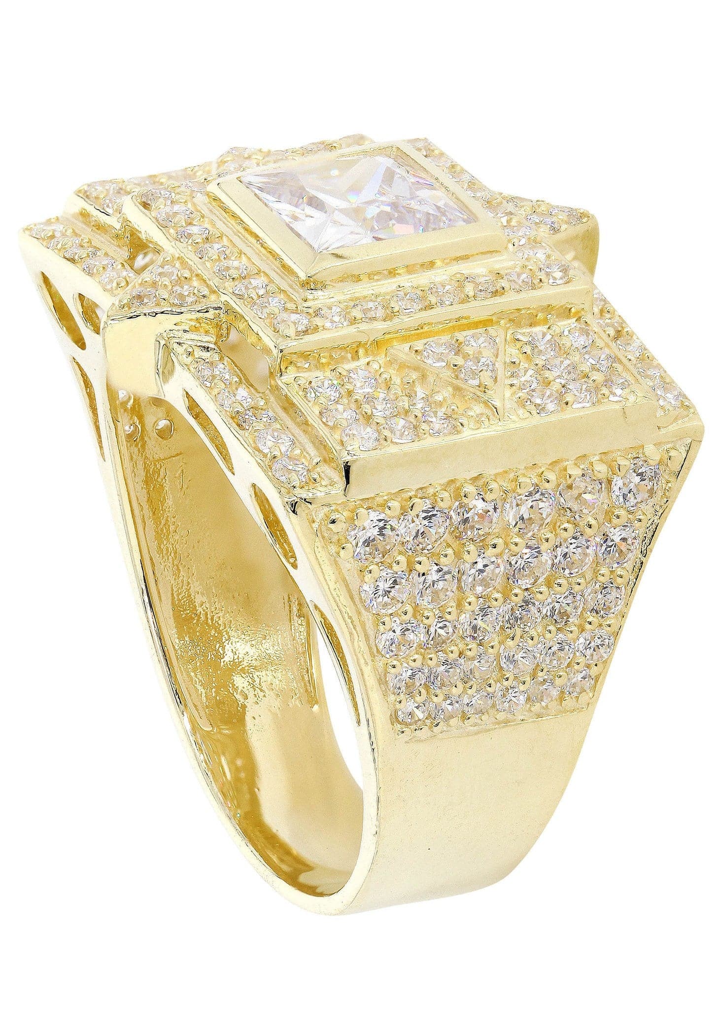 Rock Crystal  10K Gold Mens Ring | 12.9 Grams - Image 3