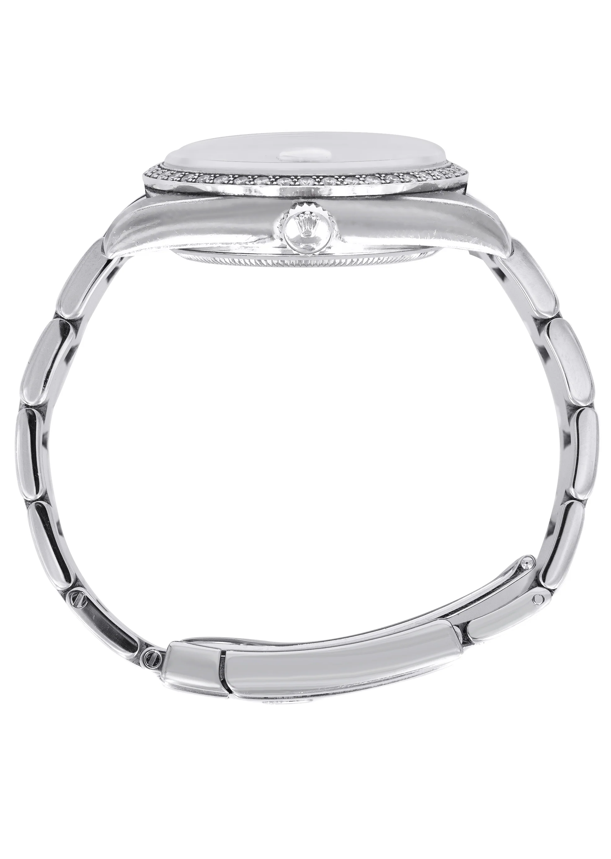 ROLEX DATEJUST 36 MM | OYSTER STEEL WATCH | SILVER DIAMOND WAVE DIAL| 116244 | FACTORY DIAMOND BEZEL - Image 3