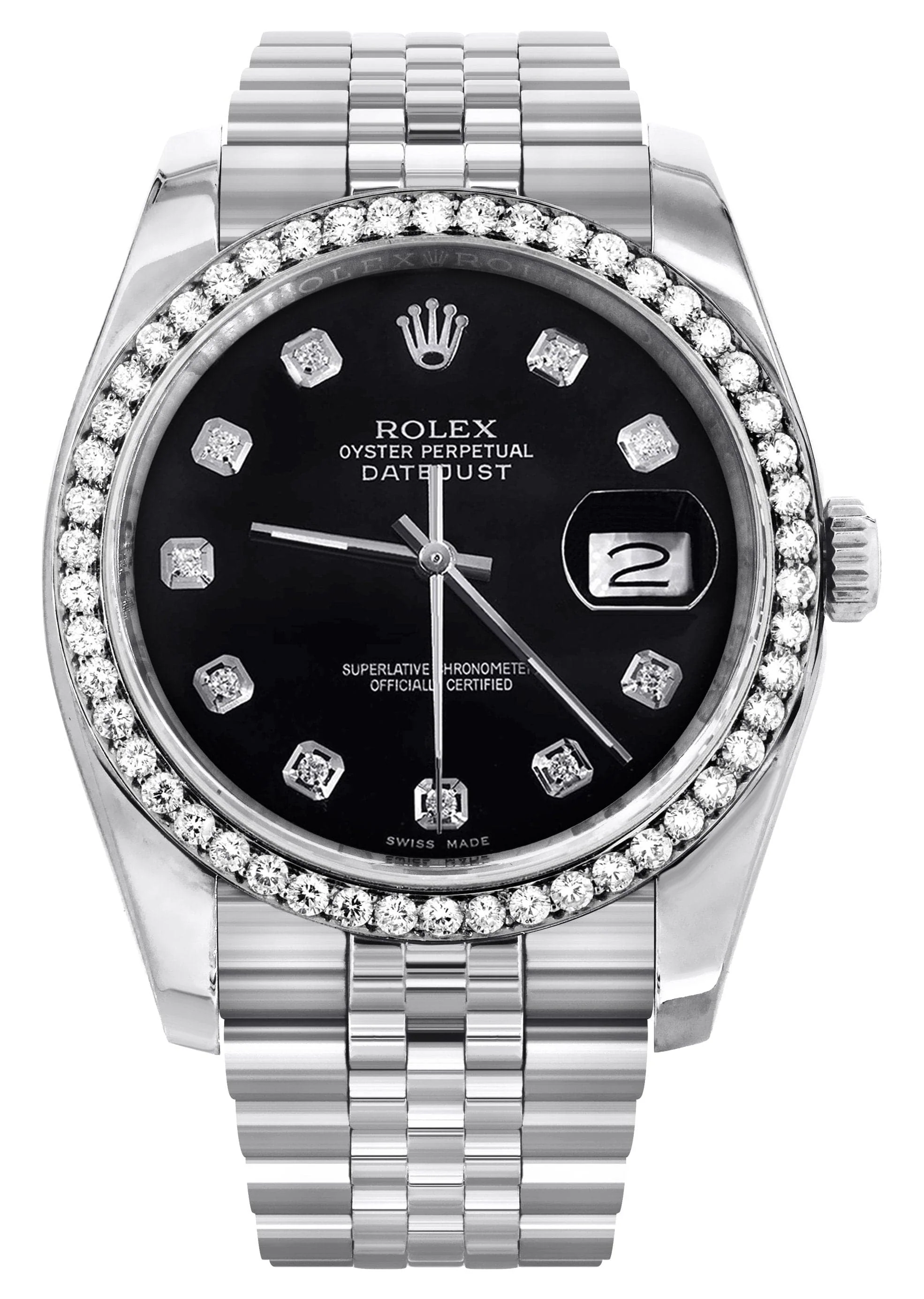 116200 | Hidden Clasp | Rolex Datejust Watch | 36Mm | Black Dial | Jubilee Band