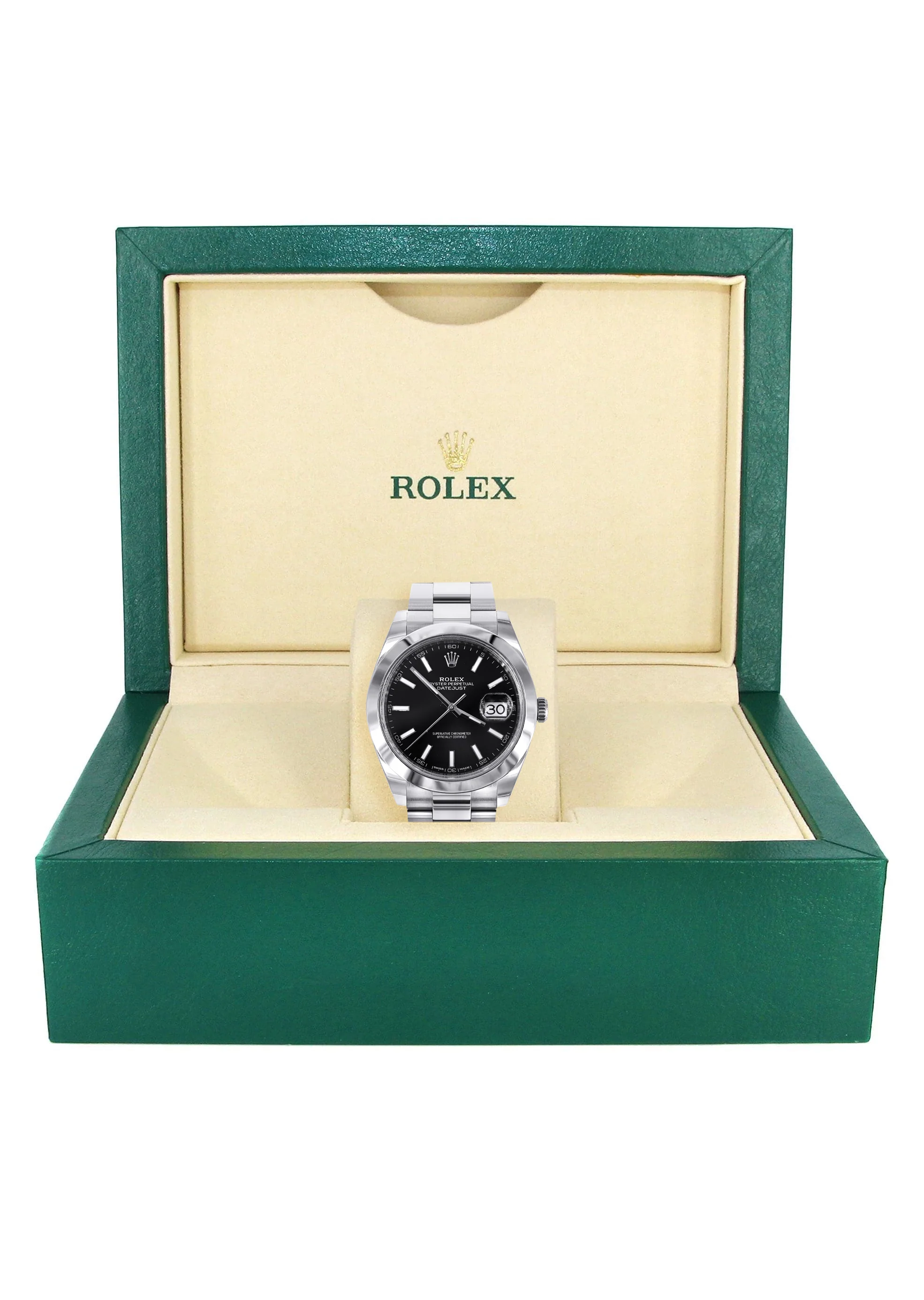 ROLEX DATEJUST 41 MM | OYSTER STEEL WATCH | BLACK DIAL| 126300 | SMOOTH BEZEL - Image 4