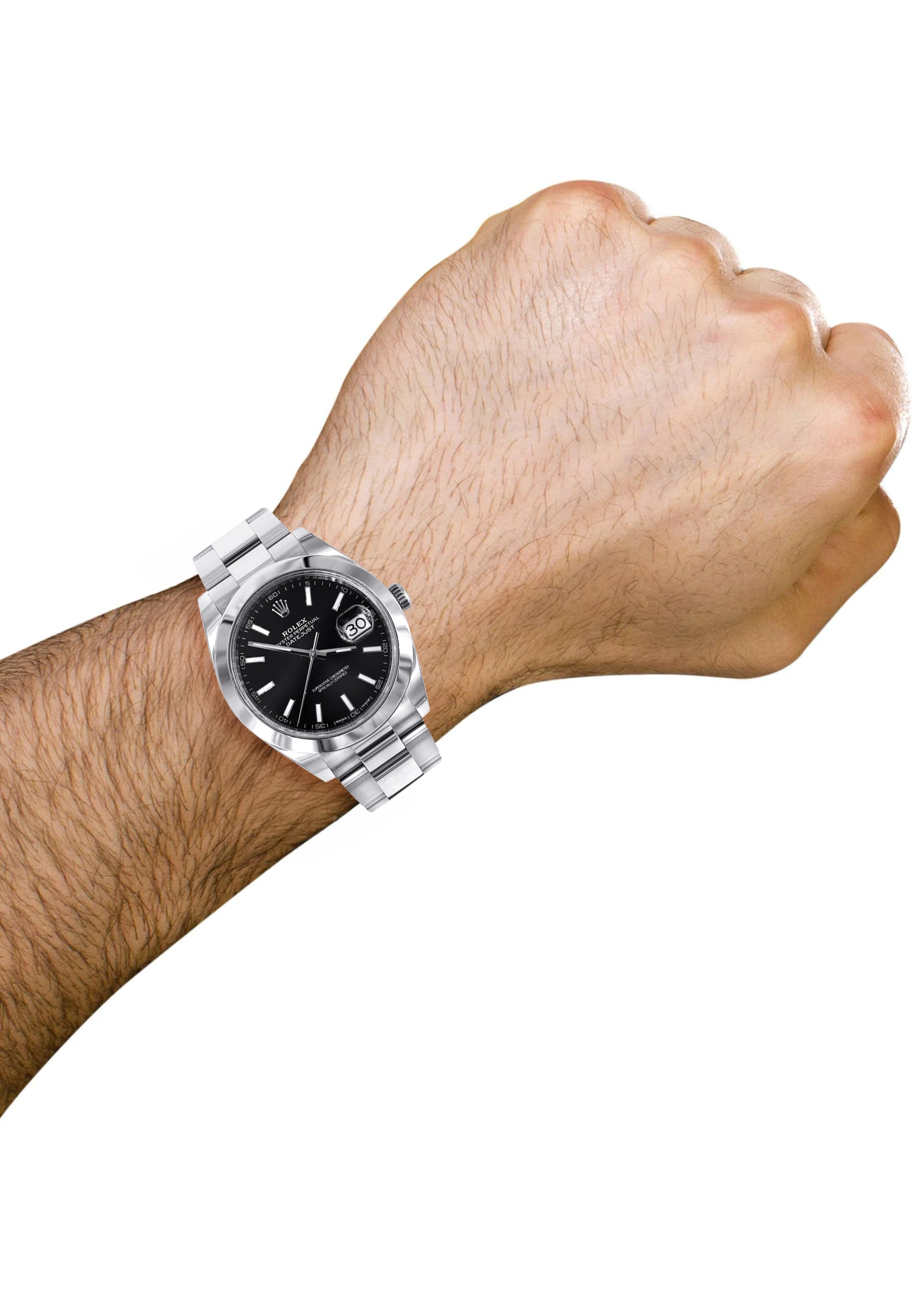 ROLEX DATEJUST 41 MM | OYSTER STEEL WATCH | BLACK DIAL| 126300 | SMOOTH BEZEL - Image 5