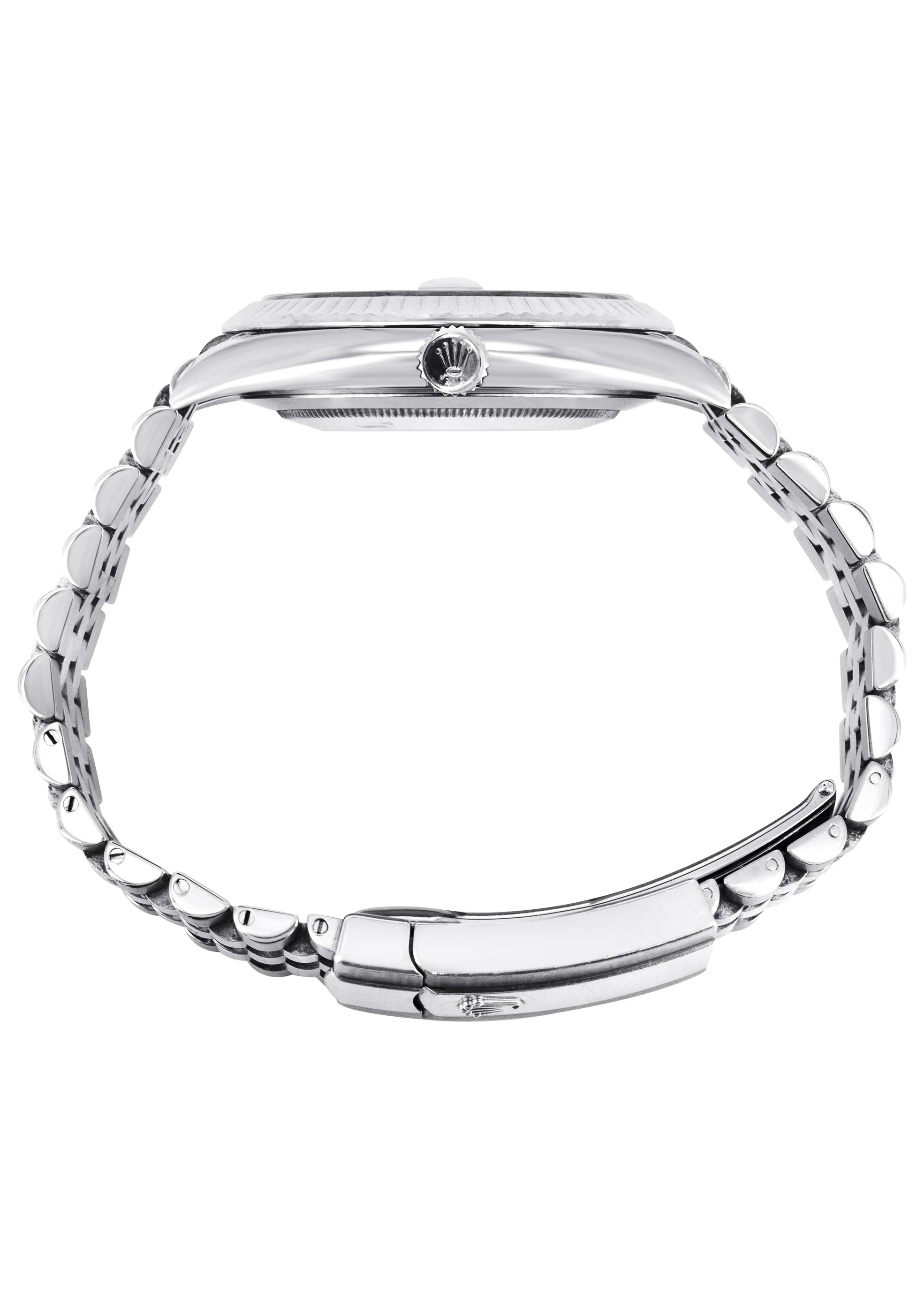 ROLEX DATEJUST 41 MM | STEEL WATCH | JUBILEE BAND | RHODIUM INDEX DIAL | 18K FLUTED BEZEL - Image 3