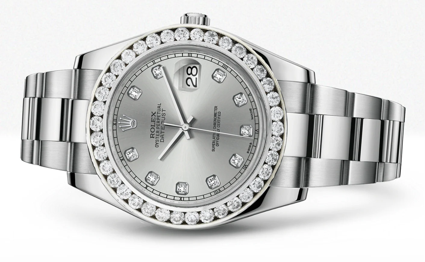 Rolex Datejust Ii Silver Dial - Diamond Hour Makers With 5 Carats Of Diamonds - Image 2