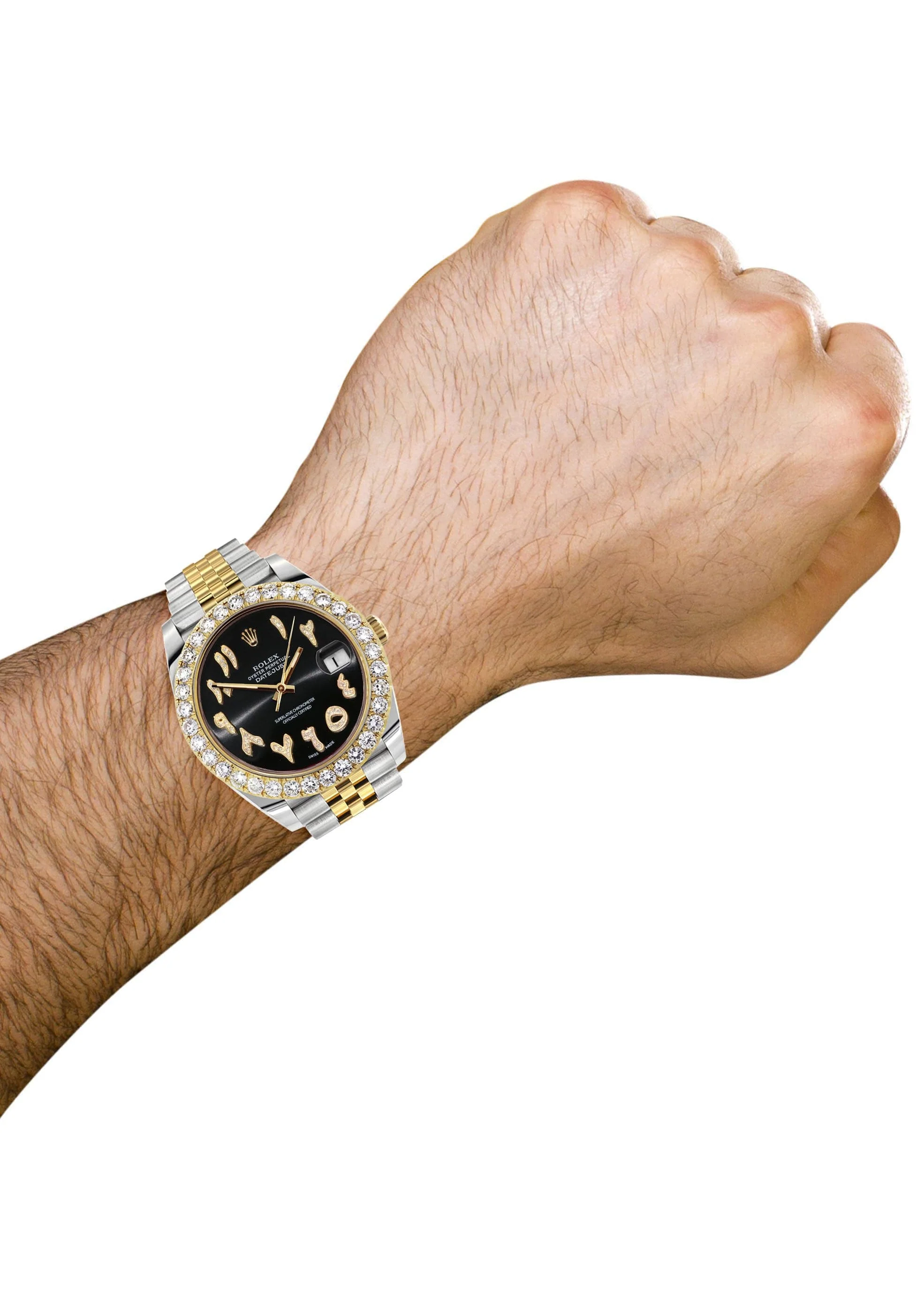 Rolex Datejust 41 Watch | 41 MM | 18K Yellow Gold & Stainless Steel | Custom Black Arabic Dial | Jubilee Band - Image 3