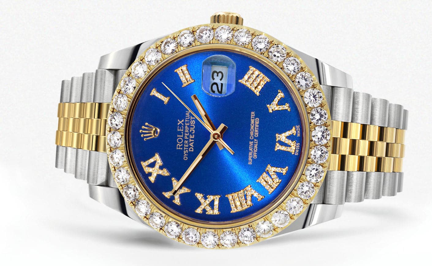 Rolex Datejust 41 Watch | 41 MM | 18K Yellow Gold & Stainless Steel | Custom Blue Roman Dial | Jubilee Band - Image 2