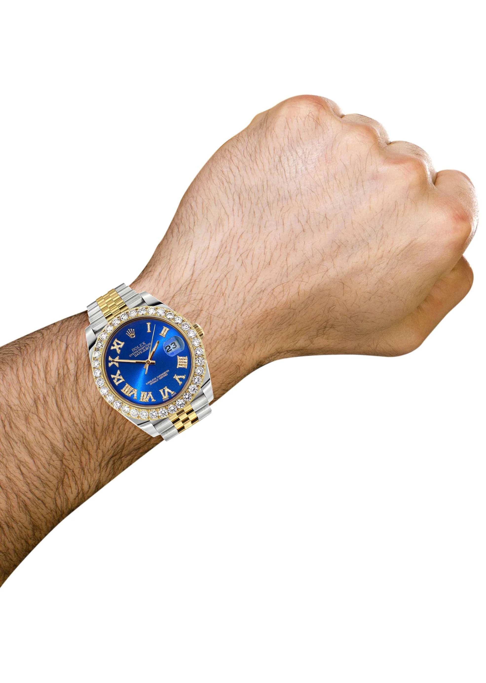 Rolex Datejust 41 Watch | 41 MM | 18K Yellow Gold & Stainless Steel | Custom Blue Roman Dial | Jubilee Band - Image 3
