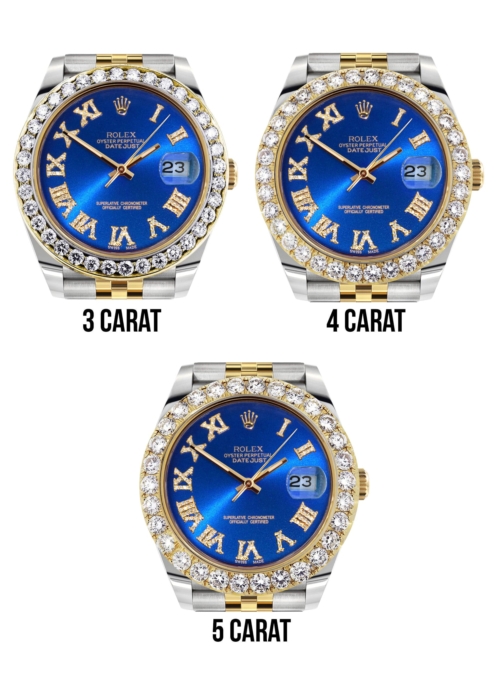 Rolex Datejust 41 Watch | 41 MM | 18K Yellow Gold & Stainless Steel | Custom Blue Roman Dial | Jubilee Band - Image 6