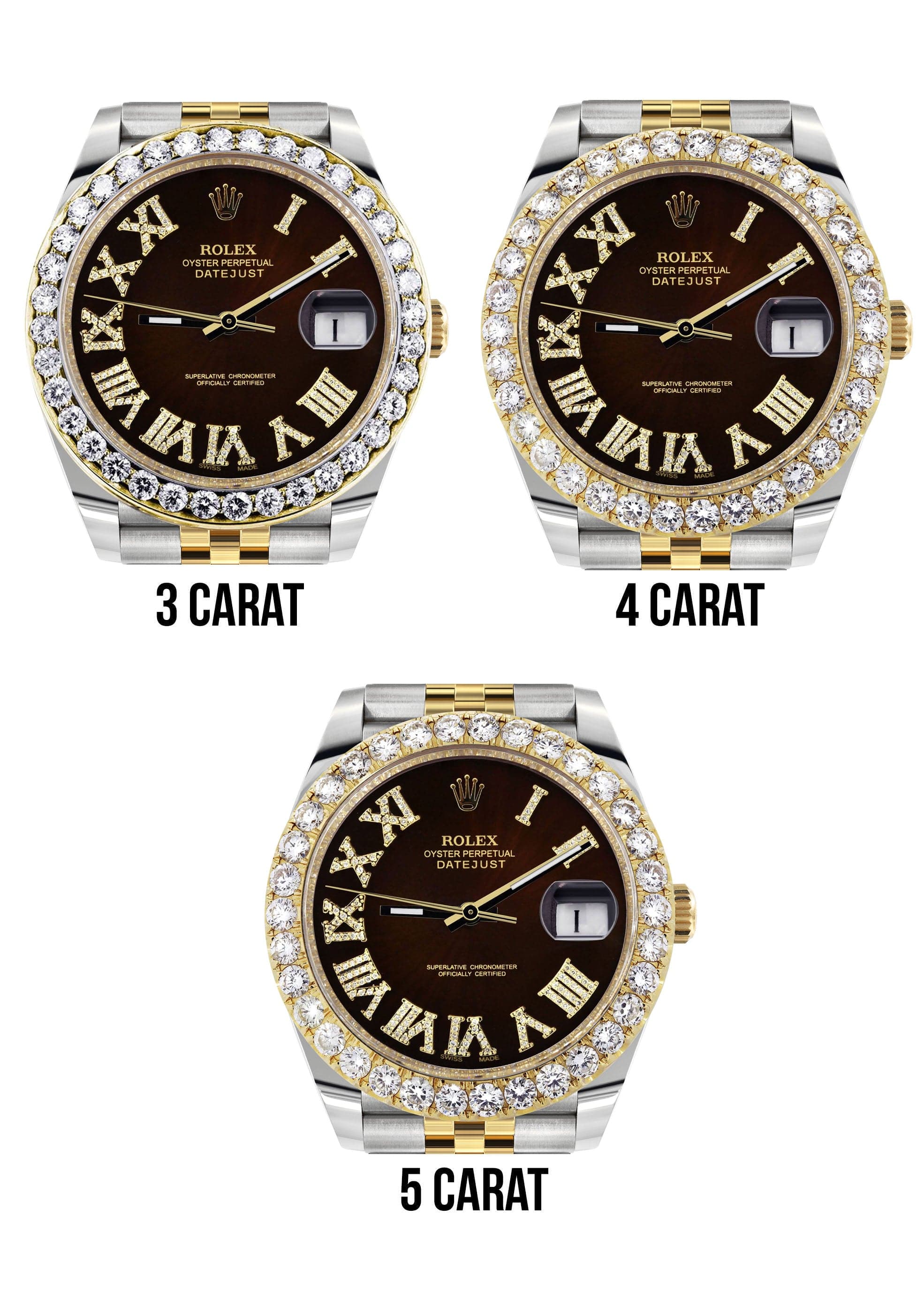 Rolex Datejust 41 Watch | 41 MM | 18K Yellow Gold & Stainless Steel | Custom Brown Roman Dial | Jubilee Band - Image 6