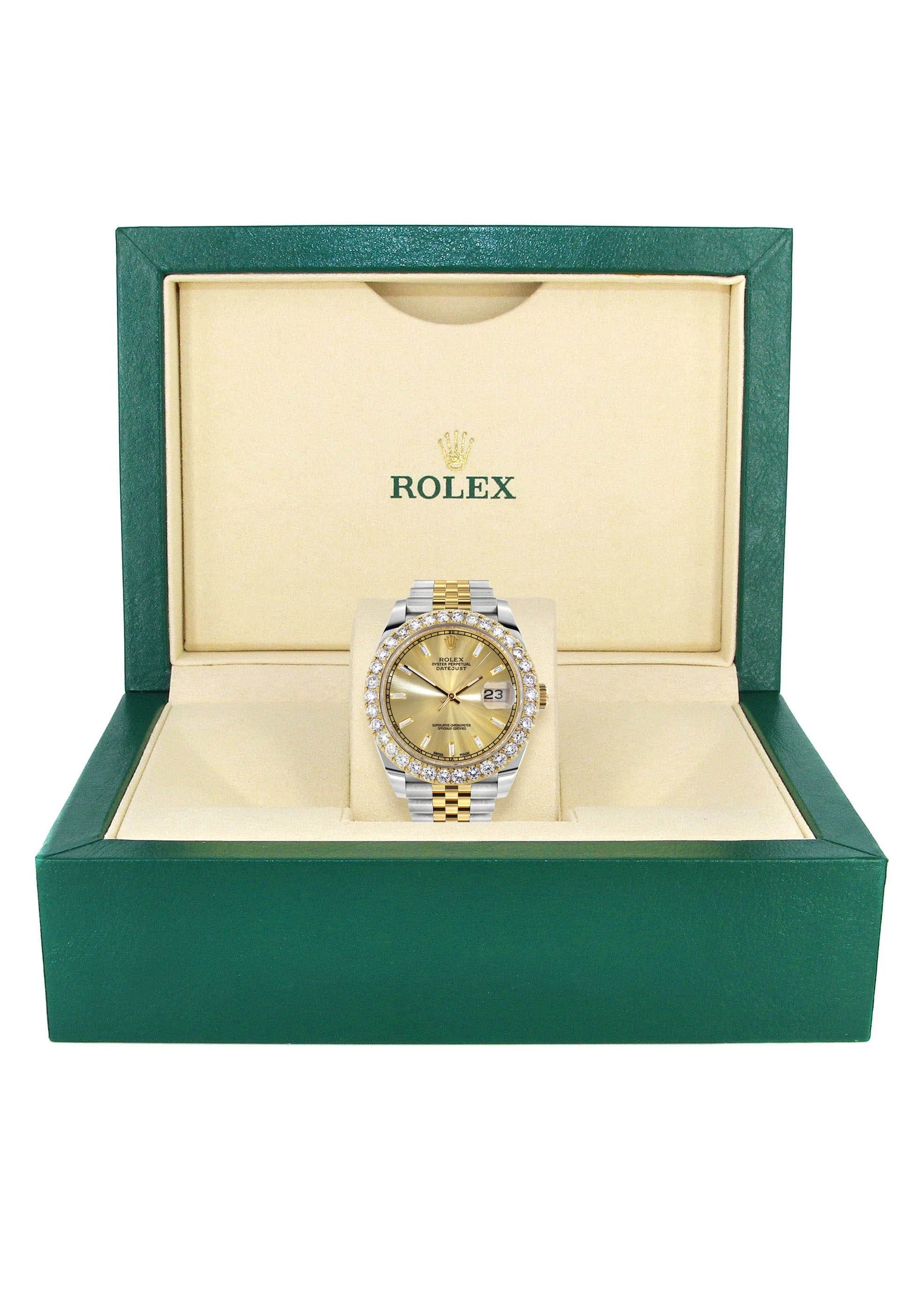 Rolex Datejust 41 Watch | 41 MM | 18K Yellow Gold & Stainless Steel | Custom Gold Baguette Diamond Dial | Jubilee Band - Image 7