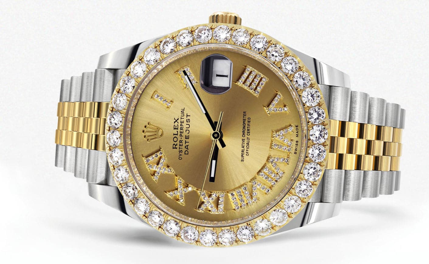 Rolex Datejust 41 Watch | 41 MM | 18K Yellow Gold & Stainless Steel | Custom Gold Roman Dial | Jubilee Band - Image 2