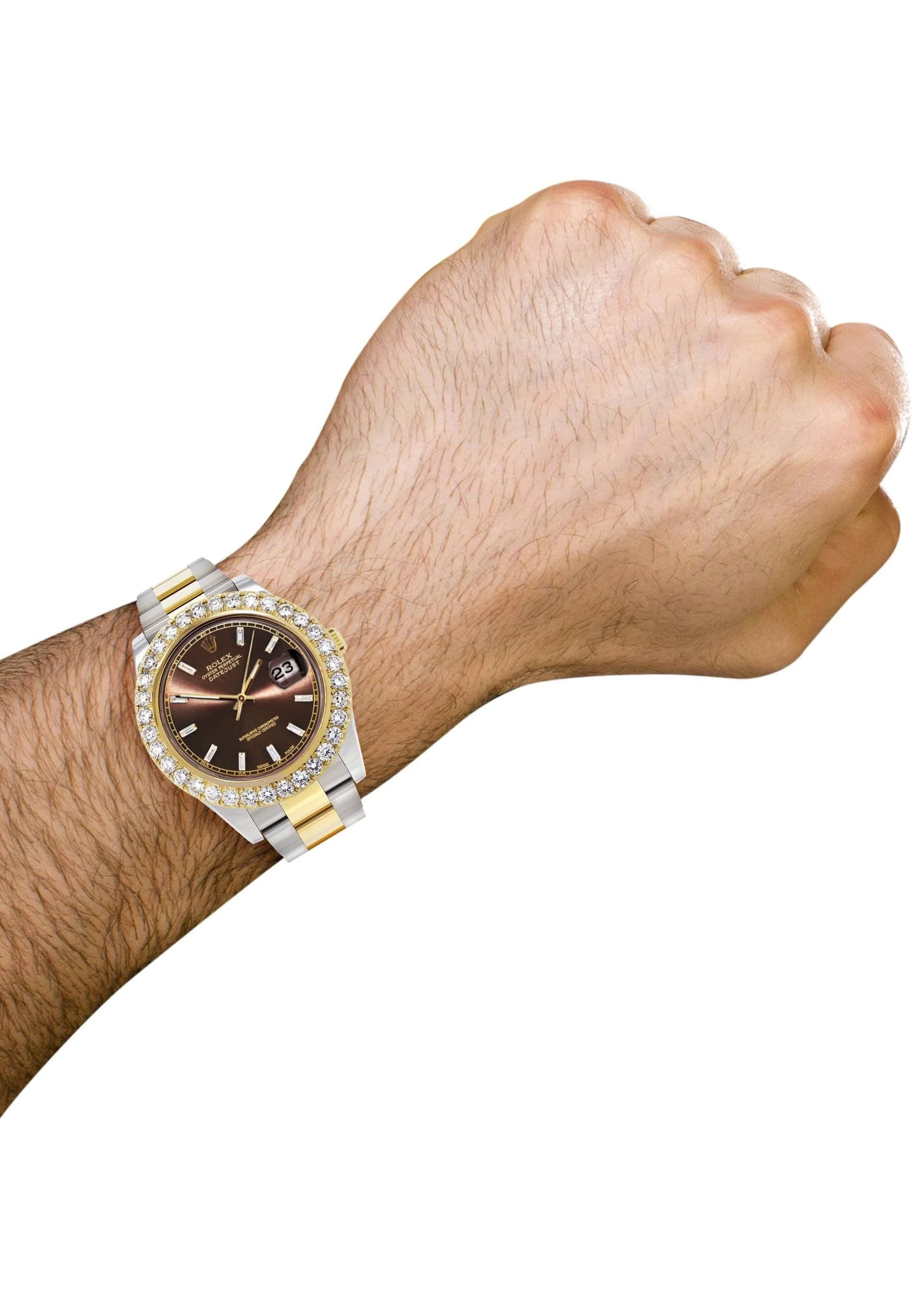 Rolex Datejust II Watch | 41 MM | 18K Yellow Gold & Stainless Steel | Custom Morocco Brown Dial | Oyster Band - Image 3