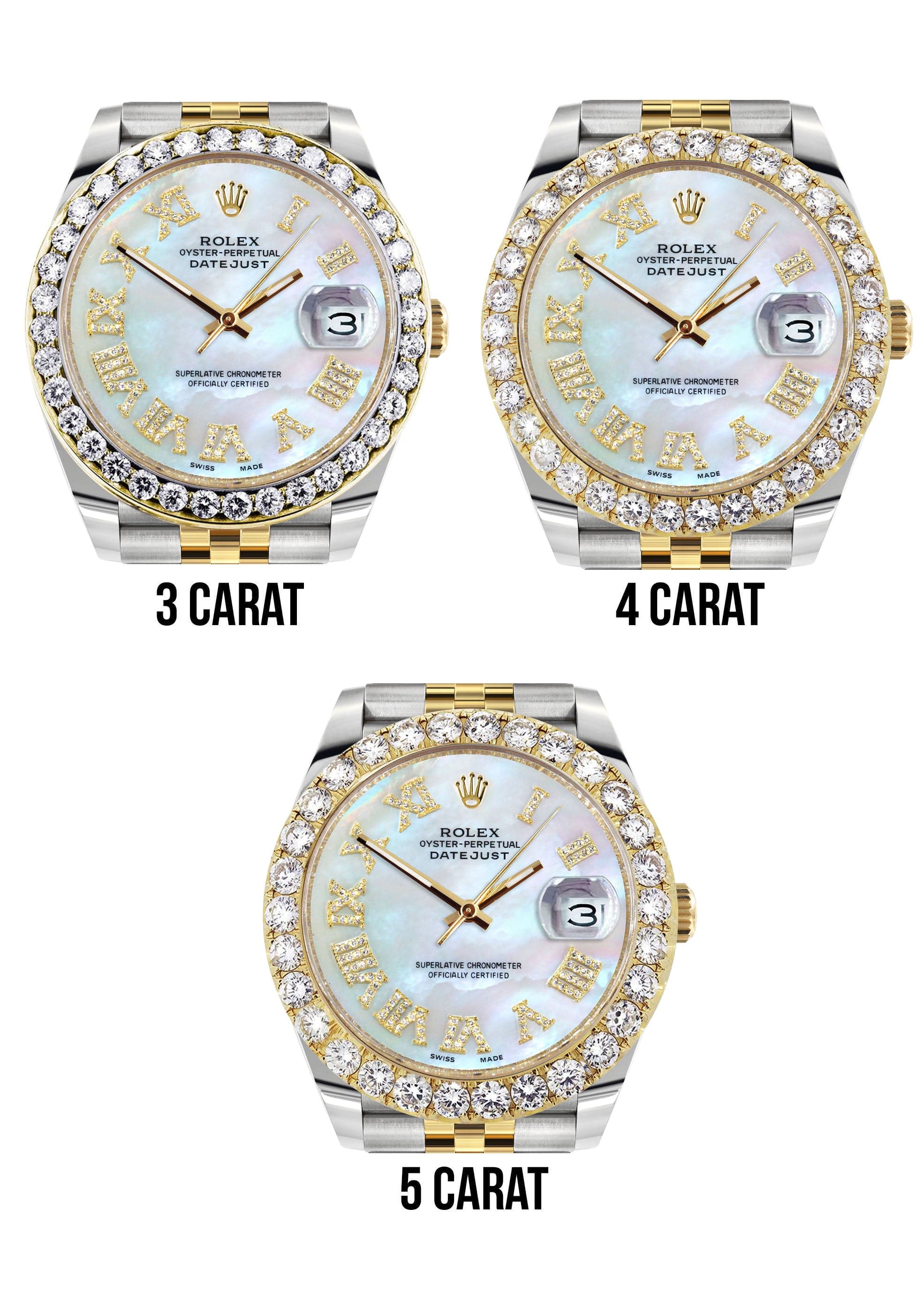 Rolex Datejust 41 Watch | 41 MM | 18K Yellow Gold & Stainless Steel | Custom Mother of Pearl Roman Dial | Jubilee Band - Image 4