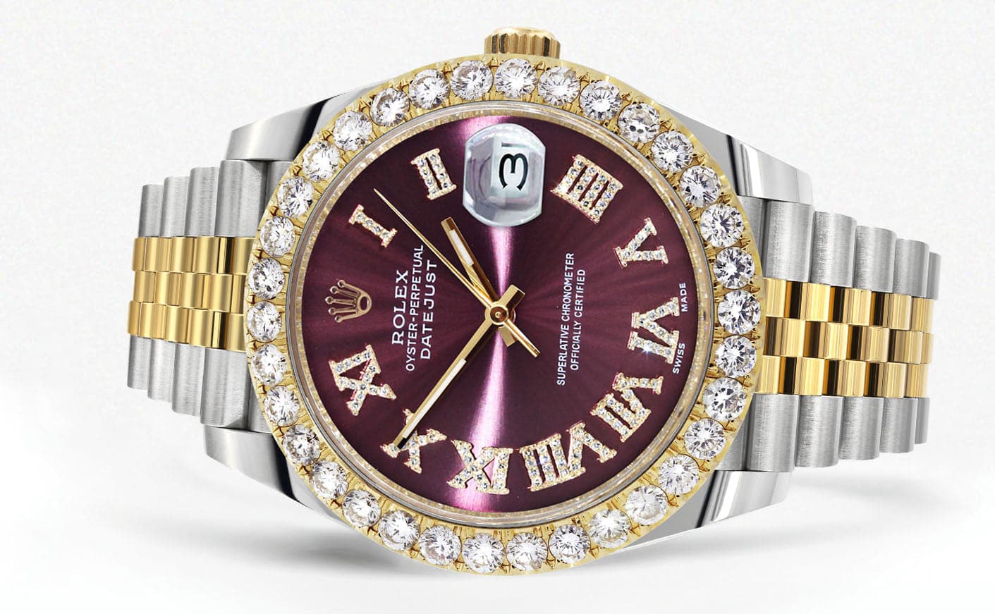 Rolex Datejust 41 Watch | 41 MM | 18K Yellow Gold & Stainless Steel | Custom Purple Roman Dial | Jubilee Band - Image 2