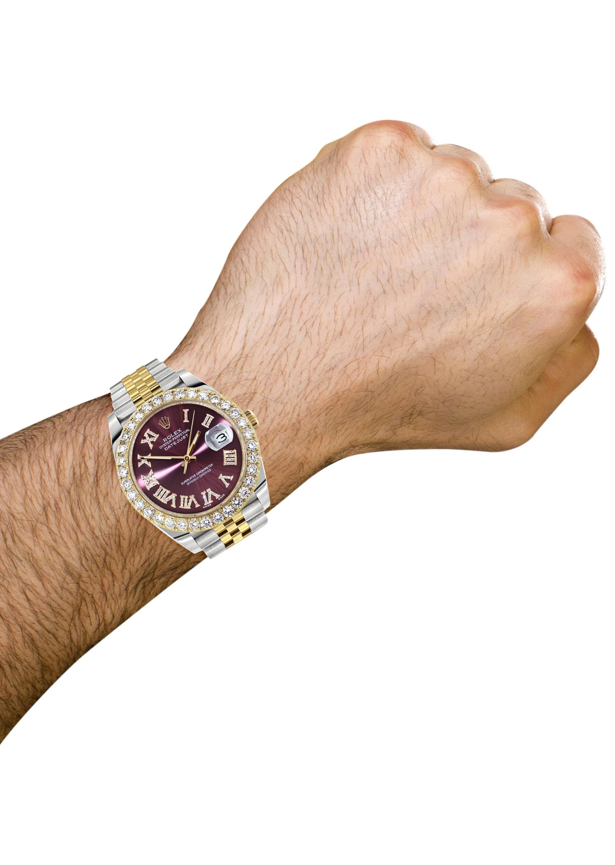 Rolex Datejust 41 Watch | 41 MM | 18K Yellow Gold & Stainless Steel | Custom Purple Roman Dial | Jubilee Band - Image 3