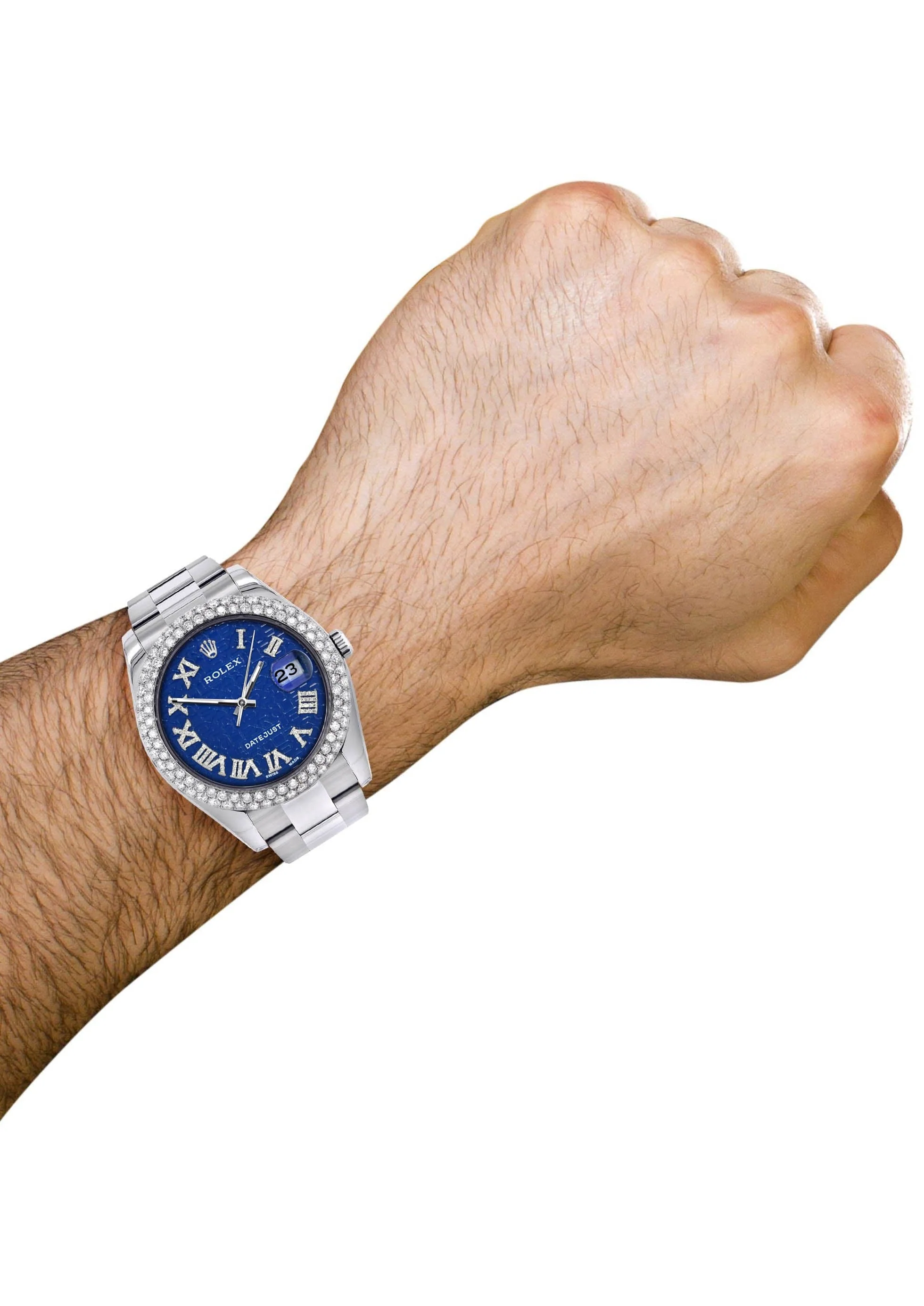 Rolex Datejust II Watch | 41 MM | Blue Texture Dial | Two Row | Oyster Band - Image 3