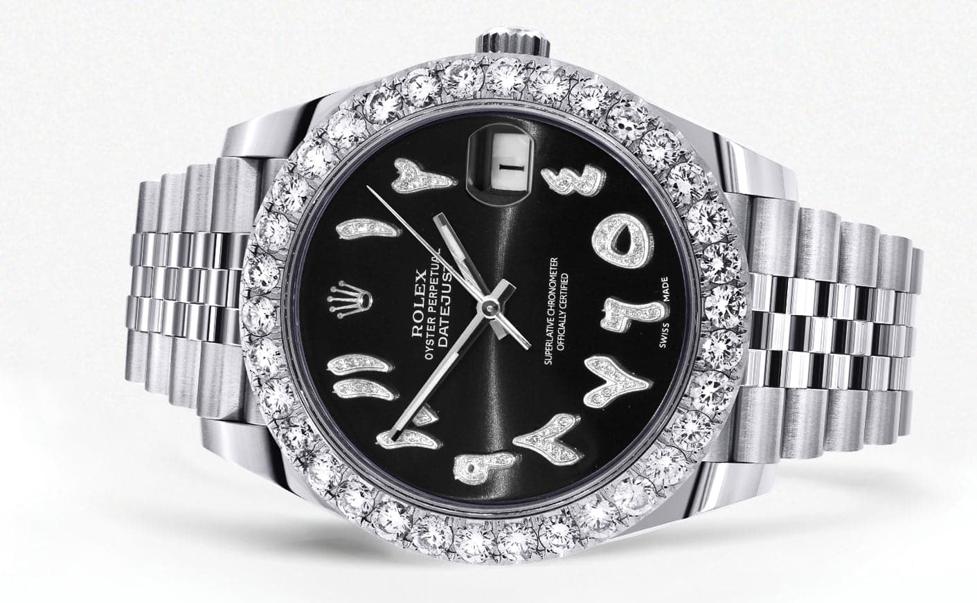 Rolex Datejust 41 Watch | 41 MM | Custom Black Arabic Diamond Dial | Jubilee Band - Image 2