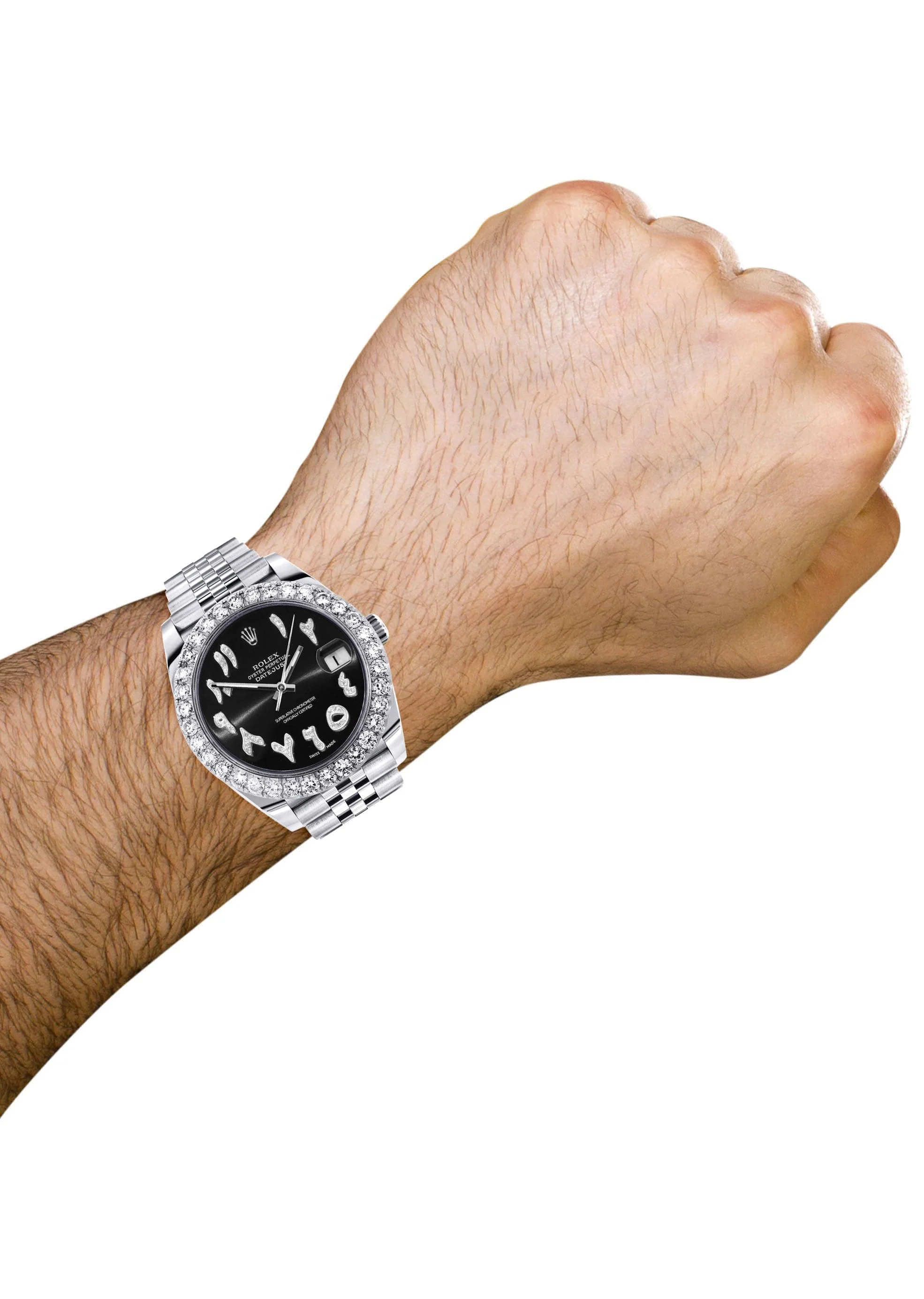 Rolex Datejust 41 Watch | 41 MM | Custom Black Arabic Diamond Dial | Jubilee Band - Image 3