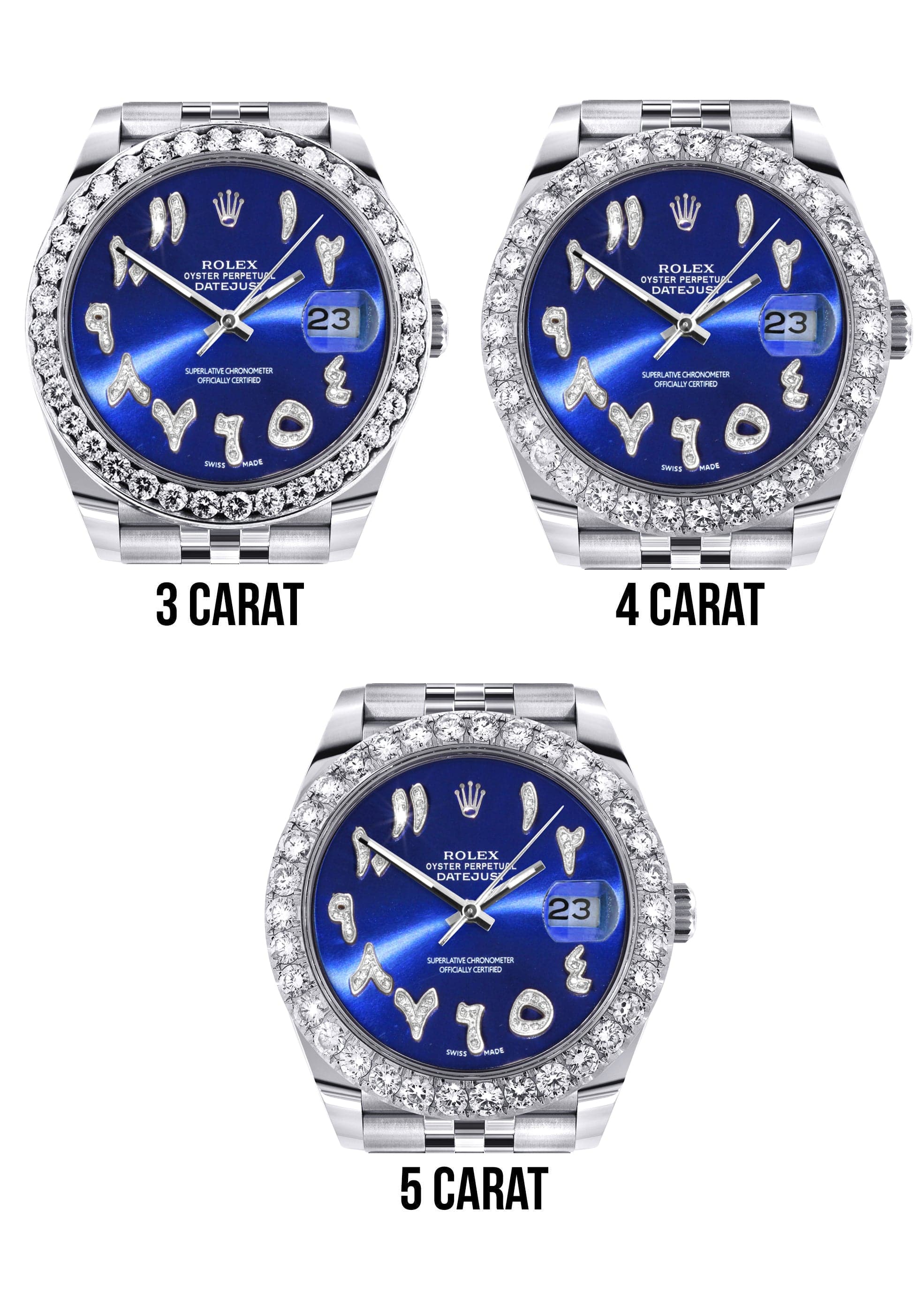 Rolex Datejust 41 Watch | 41 MM | Custom Blue Arabic Diamond Dial | Jubilee Band - Image 4