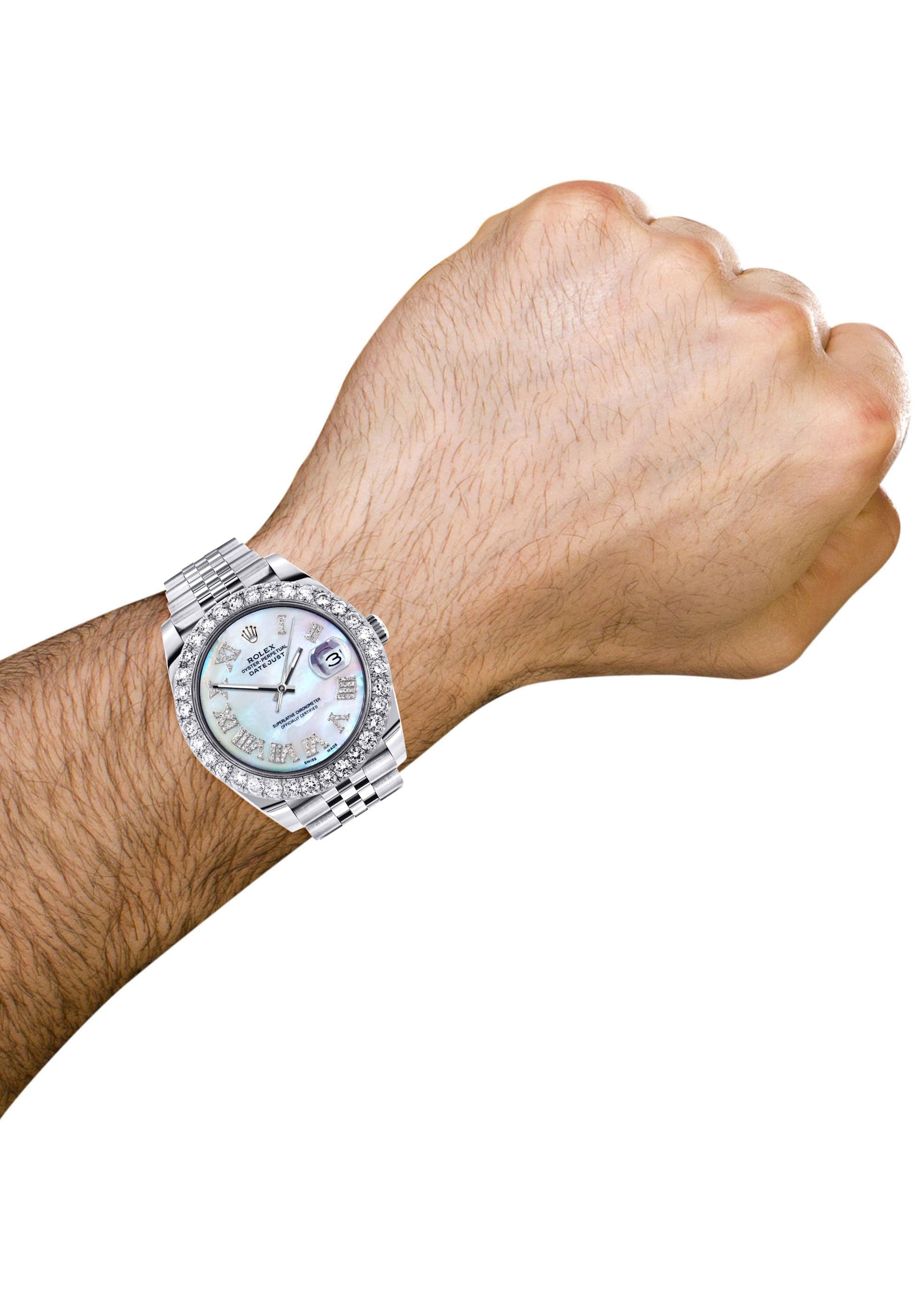 Rolex Datejust 41 Watch | 41 MM | Custom Mother of Pearl Roman Diamond Dial | Jubilee Band - Image 3