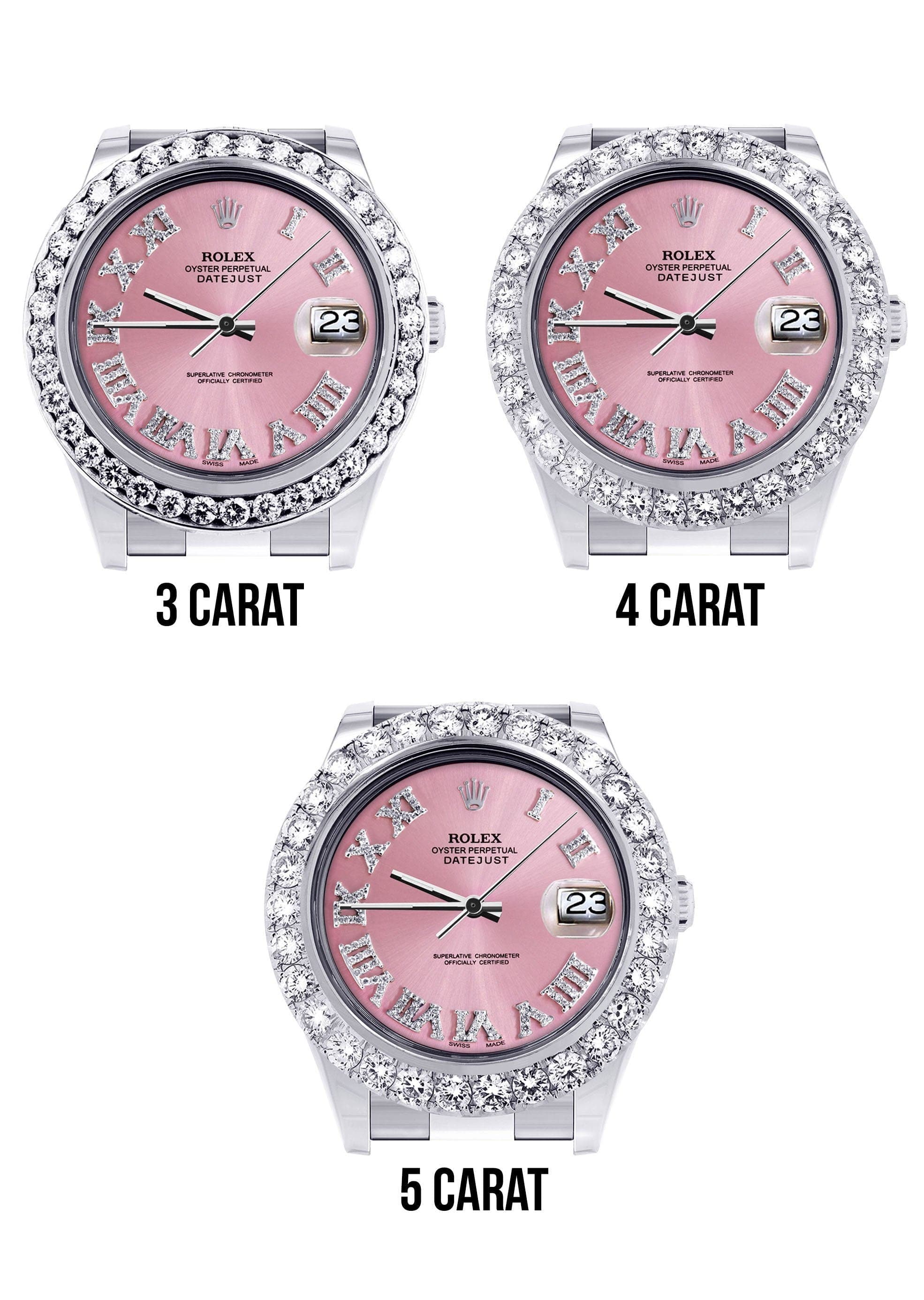 Rolex Datejust II Watch | 41 MM | Custom Pink Roman Dial | Oyster Band - Image 4