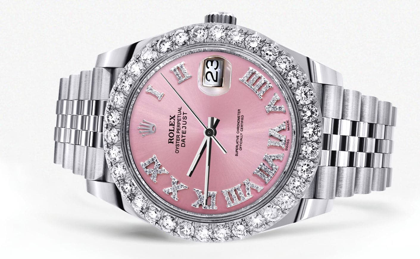 Rolex Datejust 41 Watch | 41 MM | Custom Pink Roman Diamond Dial | Jubilee Band - Image 2