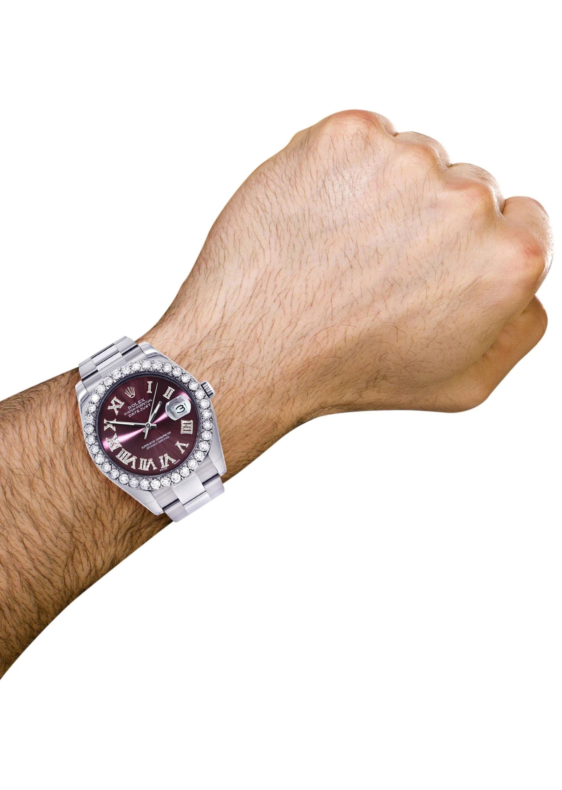 Rolex Datejust II Watch | 41 MM | Custom Purple Roman Dial | Oyster Band - Image 3