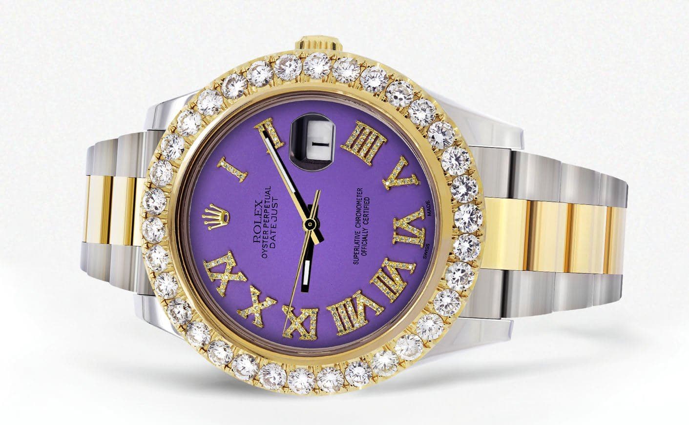 Rolex Datejust II Watch | 41 MM | Custom Purple Roman Dial | Oyster Band - Image 2