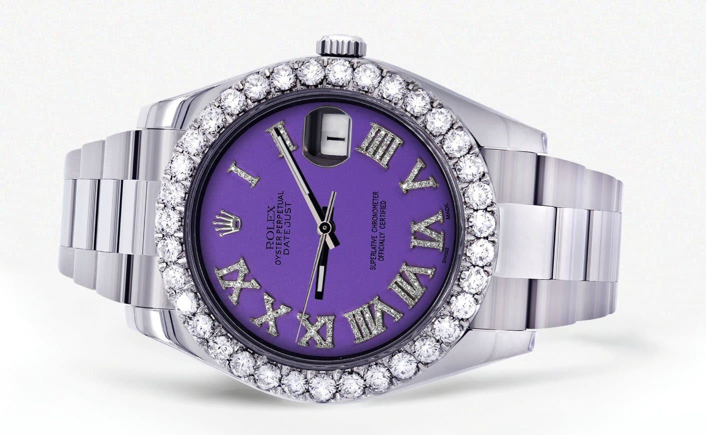 Rolex Datejust II Watch | 41 MM | Custom Purple Roman Dial | Oyster Band - Image 2