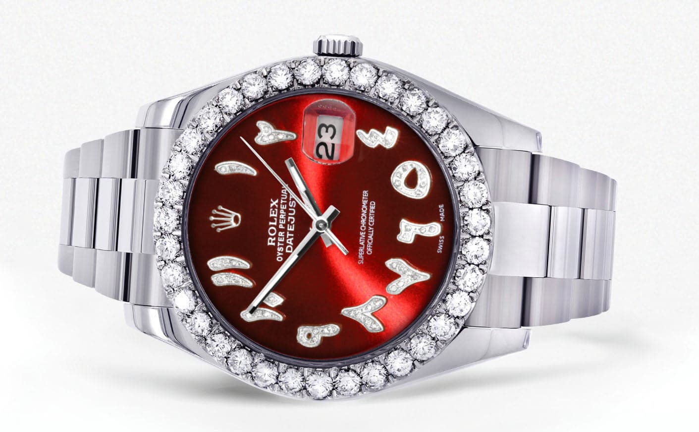 Rolex Datejust II Watch | 41 MM | Custom Red Arabic Dial | Oyster Band - Image 2