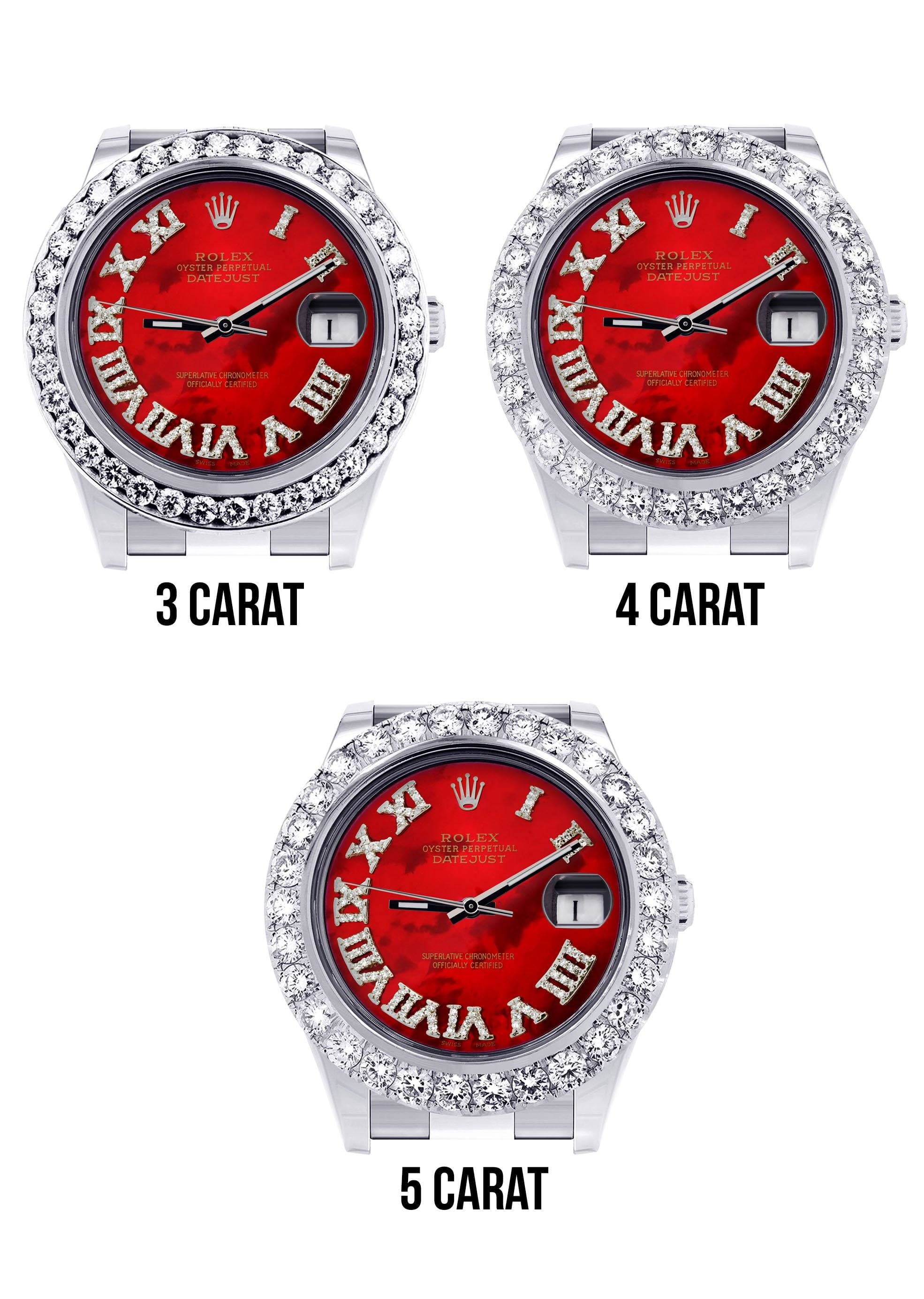 Rolex Datejust II Watch | 41 MM | Custom Red Pearl Roman Dial | Oyster Band - Image 4