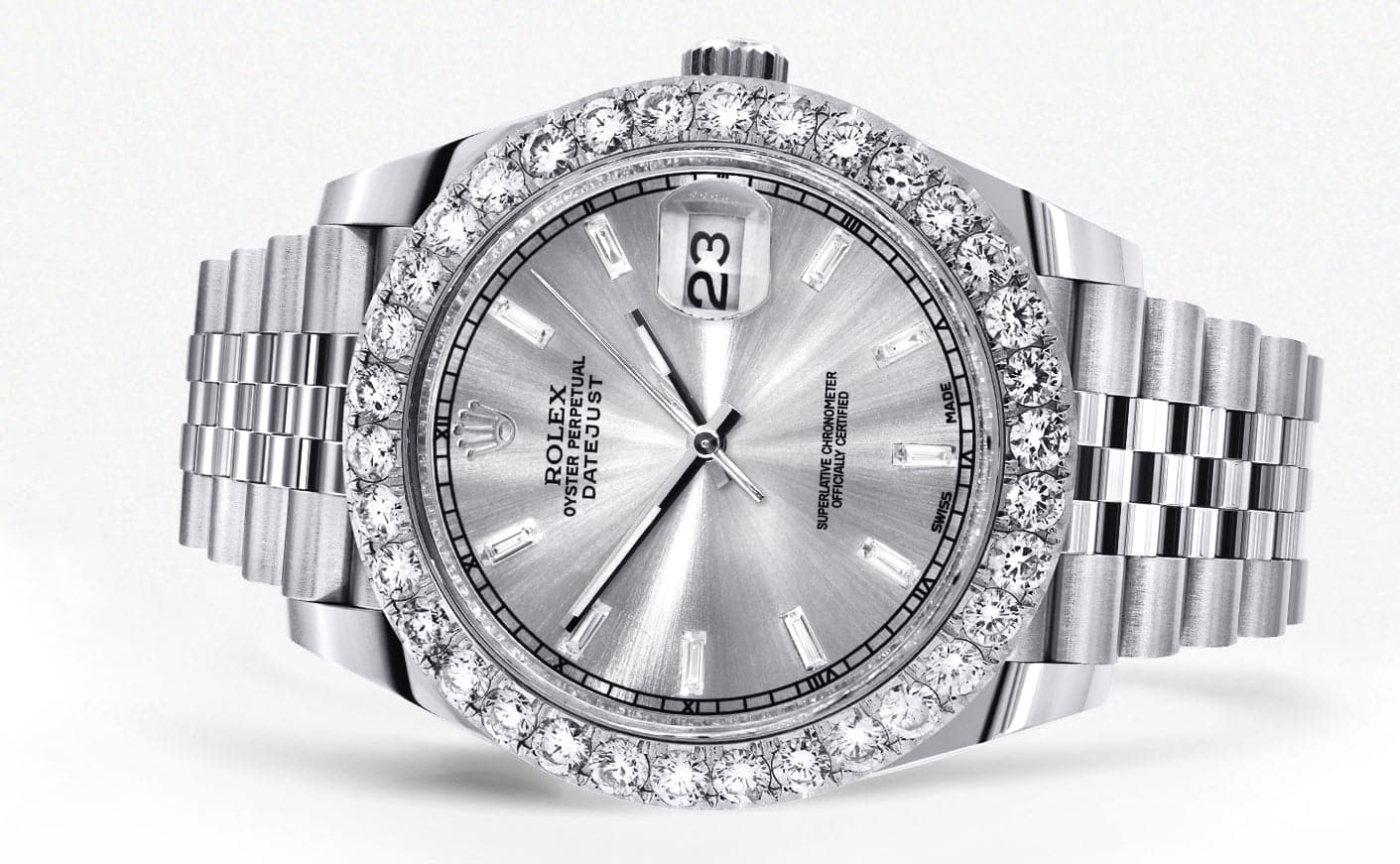 Rolex Datejust 41 Watch | 41 MM | Custom Silver Baguette Diamond Dial | Jubilee Band - Image 2