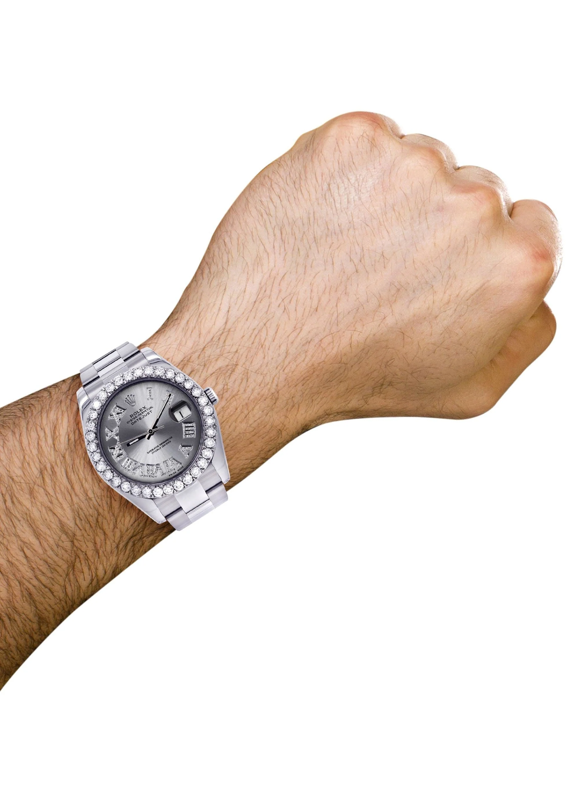Rolex Datejust II Watch | 41 MM | Custom Silver Roman Dial | Oyster Band - Image 3
