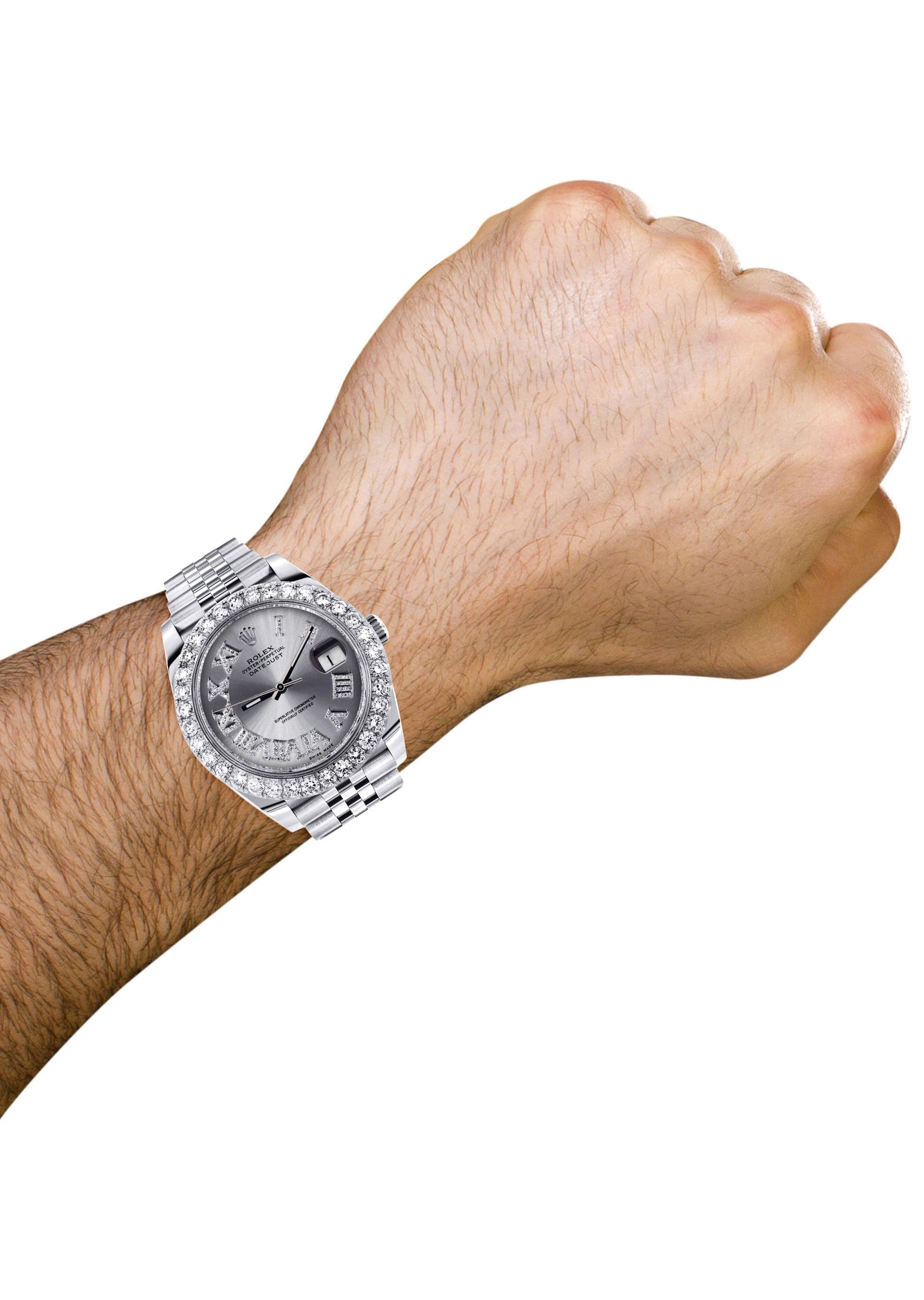 Rolex Datejust 41 Watch | 41 MM | Custom Silver Roman Diamond Dial | Jubilee Band - Image 3