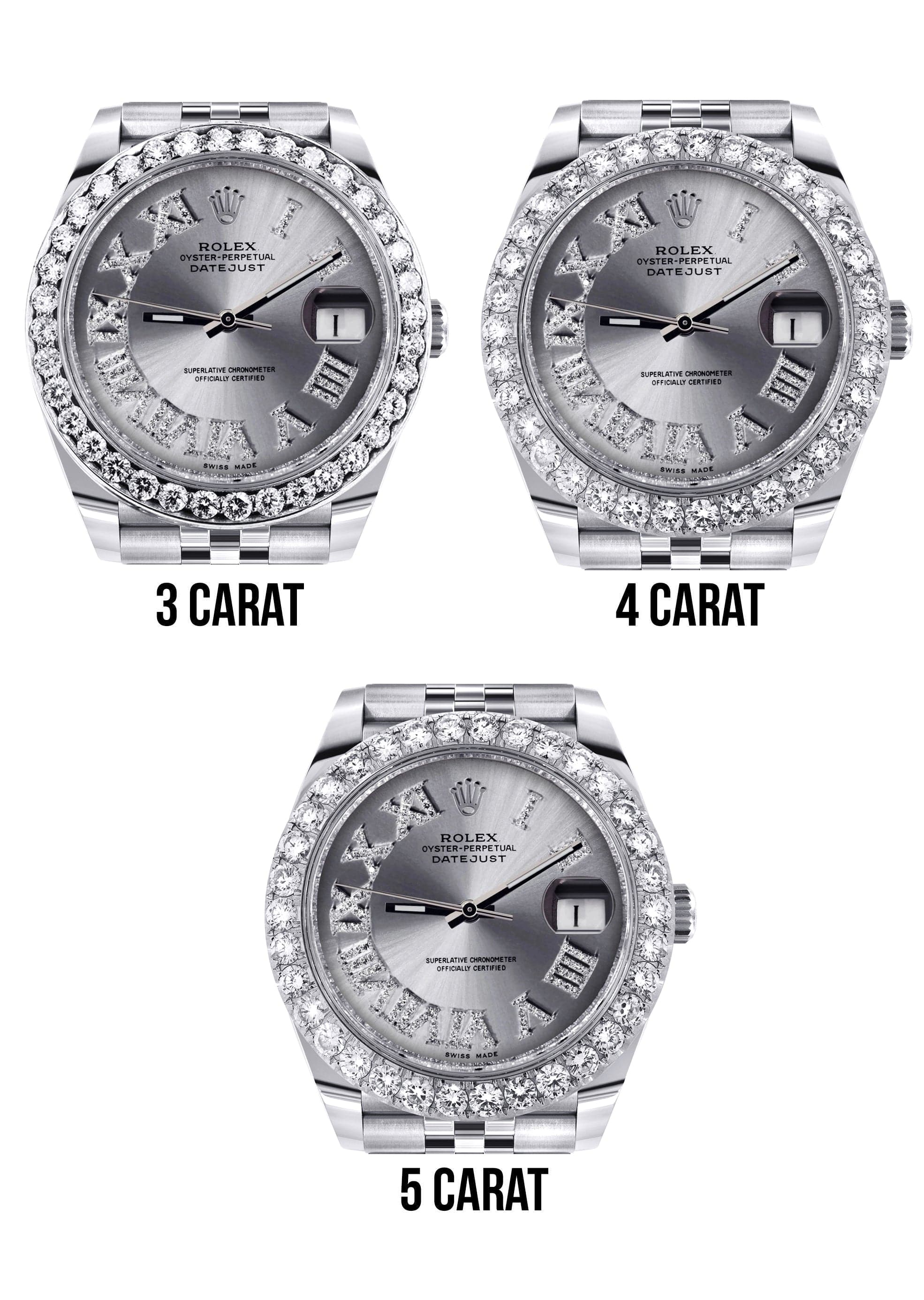 Rolex Datejust 41 Watch | 41 MM | Custom Silver Roman Diamond Dial | Jubilee Band - Image 4