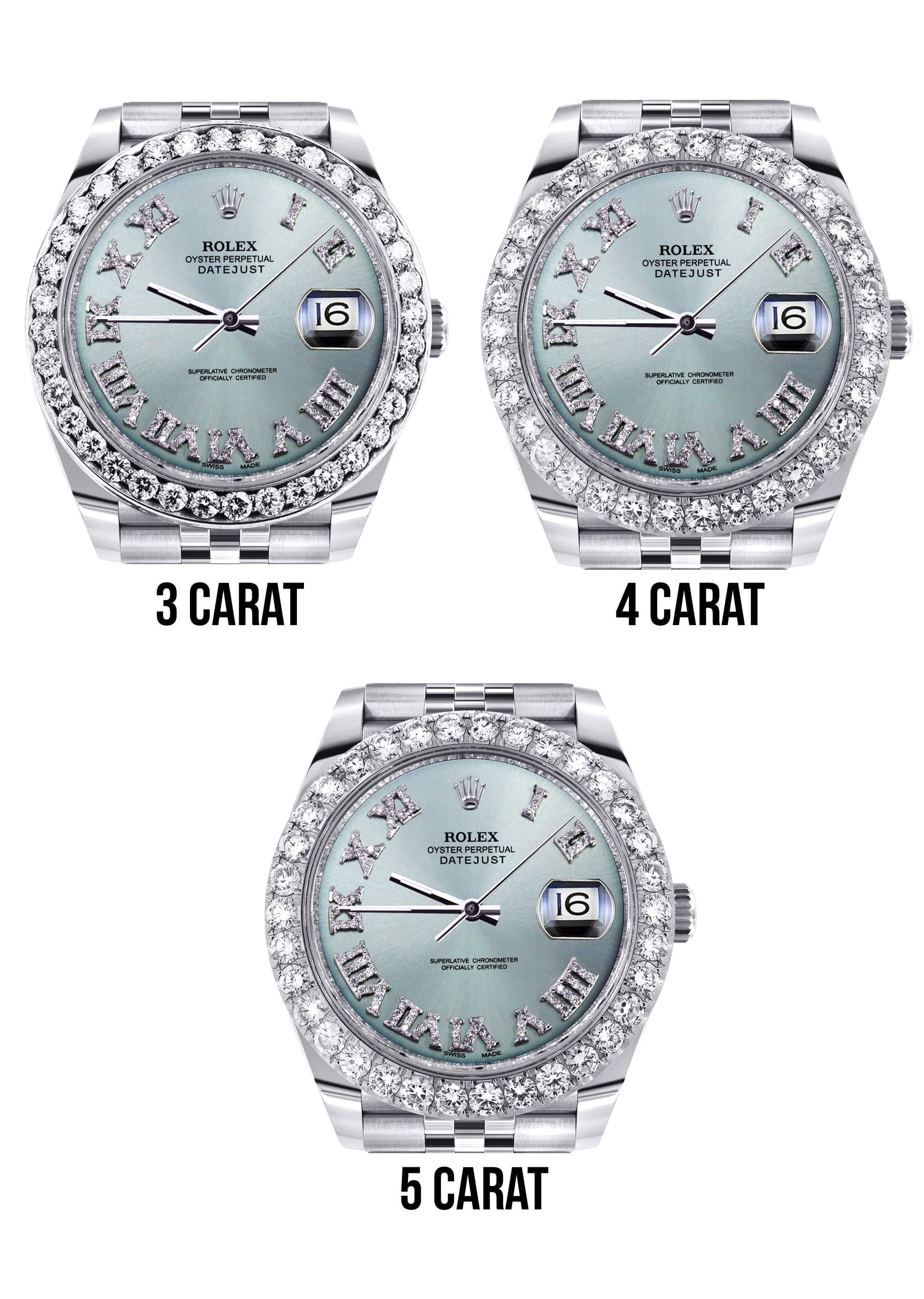 Rolex Datejust 41 Watch | 41 MM | Custom Turquoise Roman Diamond Dial | Jubilee Band - Image 4