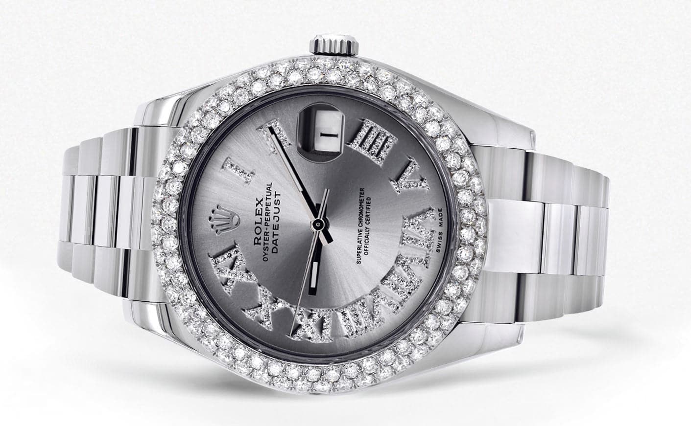 Rolex Datejust II Watch | 41 MM | Silver Roman Numeral Dial | Two Row | Oyster Band - Image 2