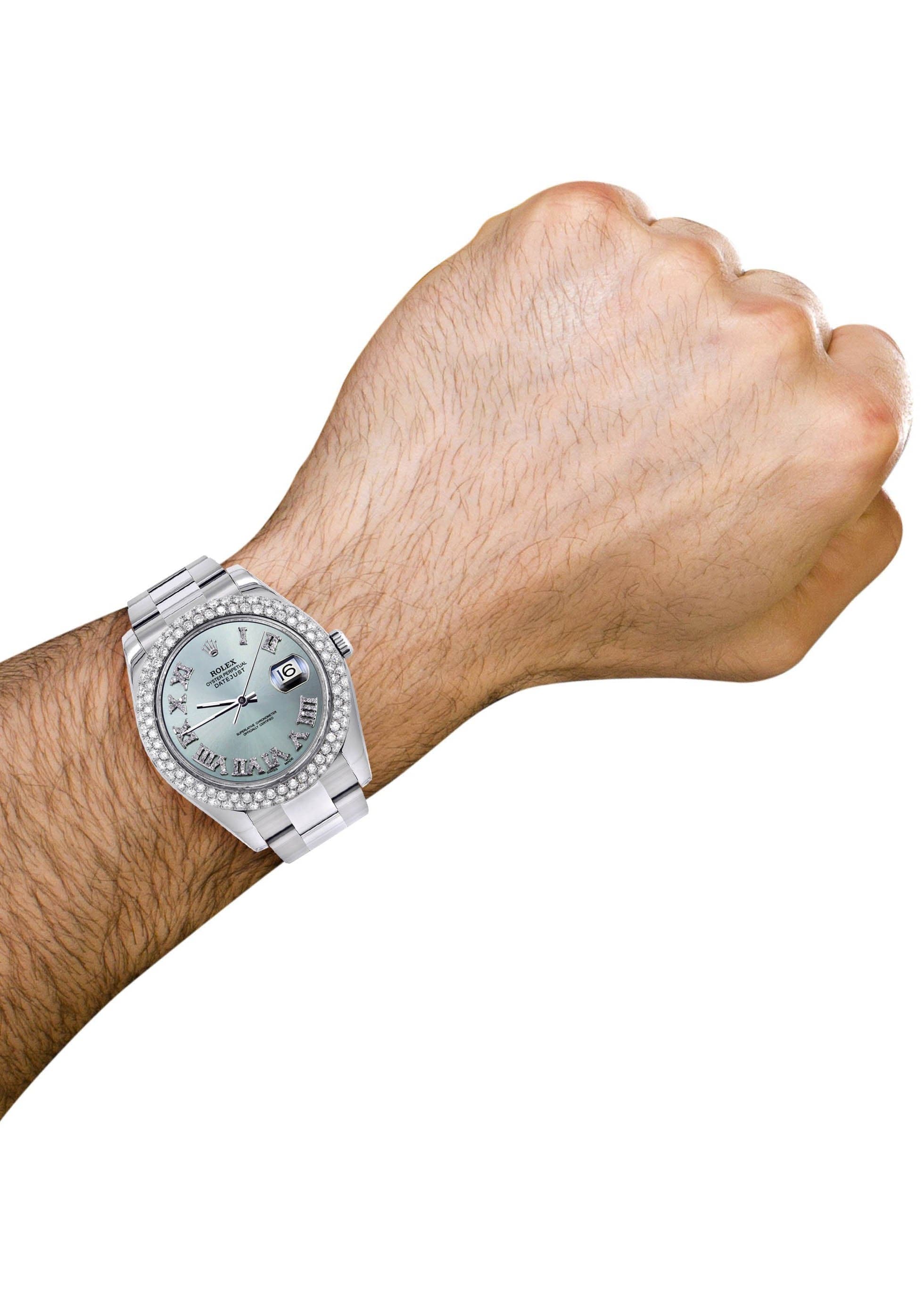 Rolex Datejust II Watch | 41 MM | Turquoise Roman Numeral Dial | Two Row | Oyster Band - Image 3