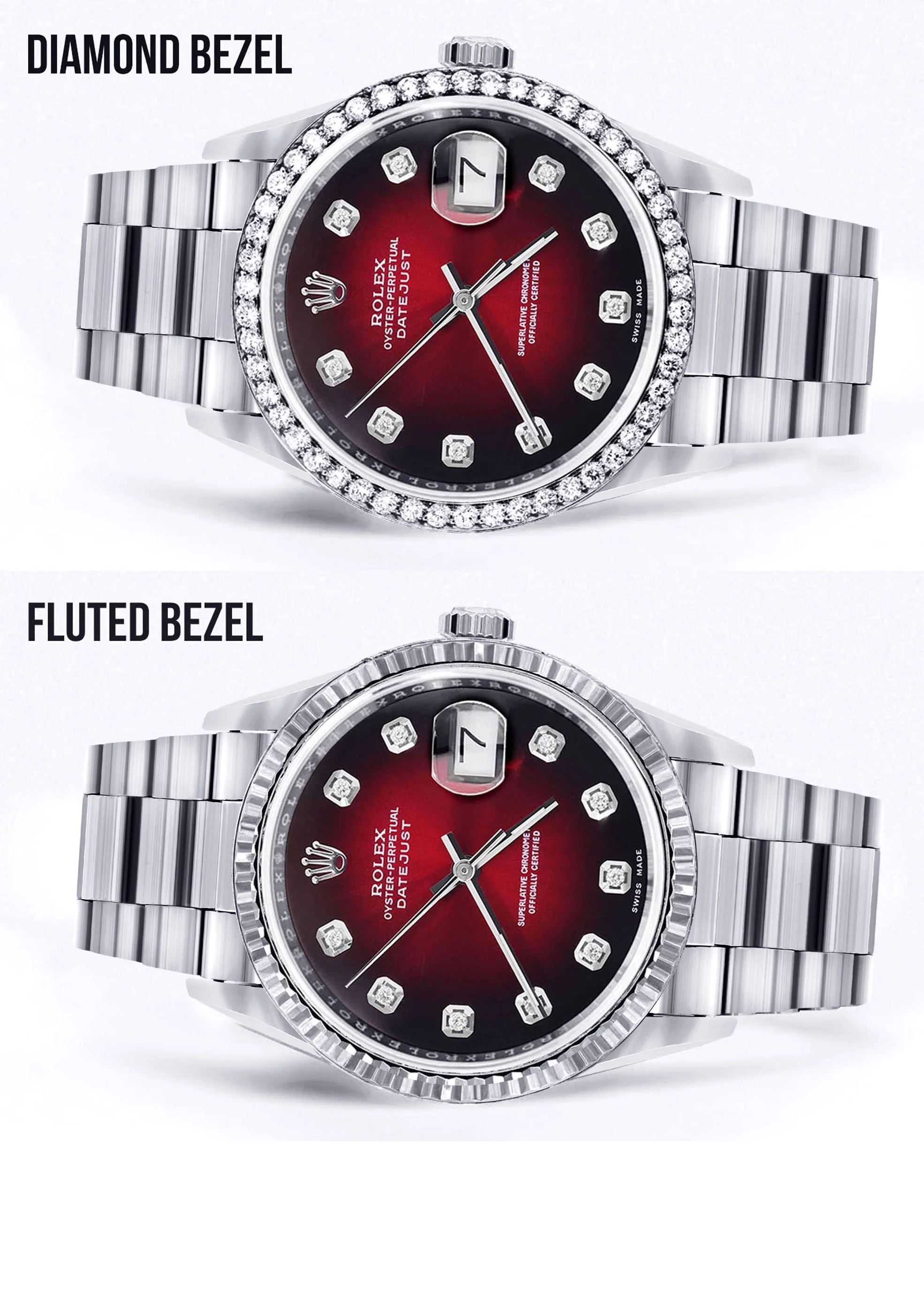 Rolex Datejust Watch | 16200 | 36MM | Red Dial | Oyster Band | Stainless Steel - Image 2