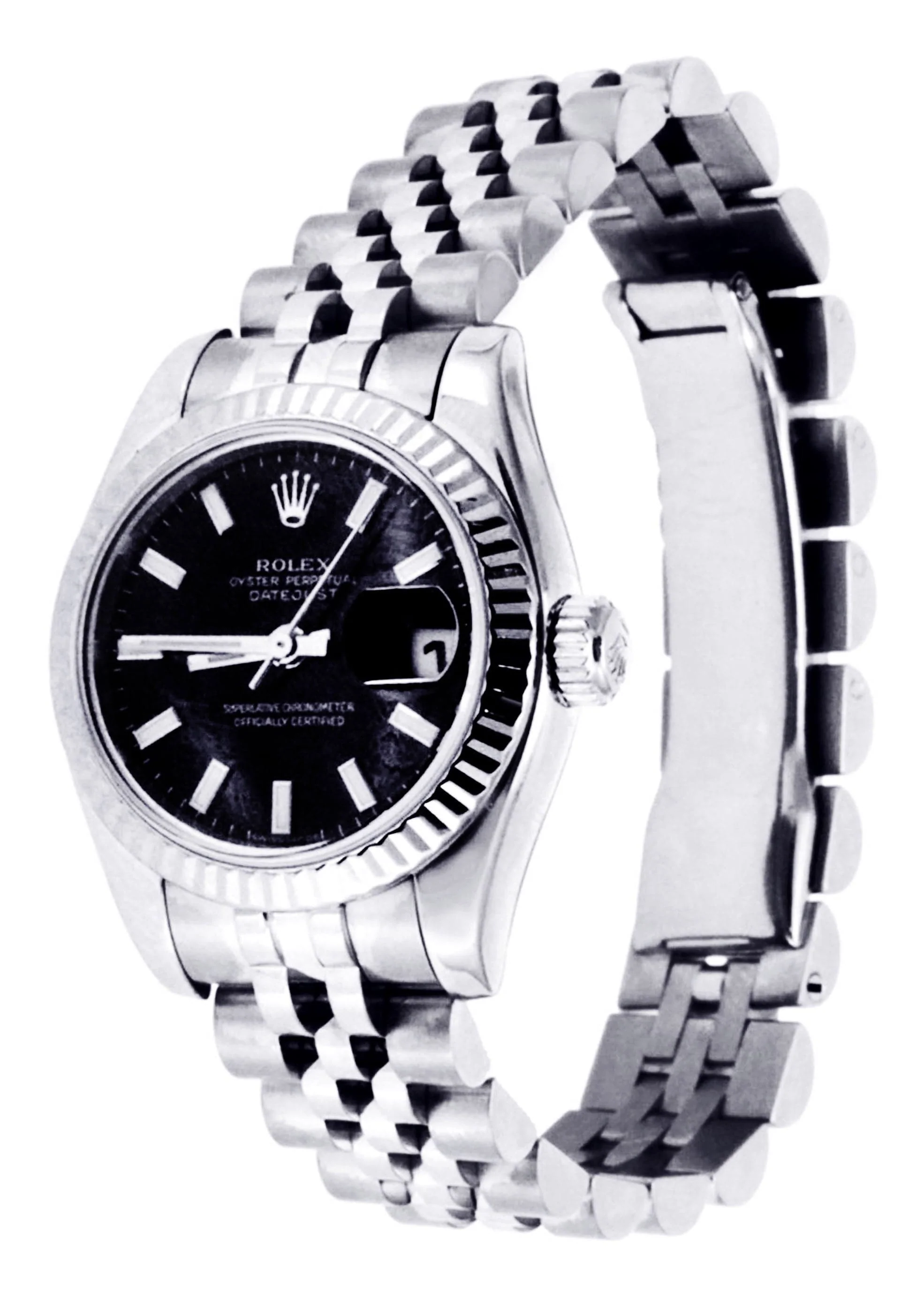 Rolex Datejust Watch For Women | Stainless Steel | 18K White Gold Fluted Bezel | 26 Mm - Image 3