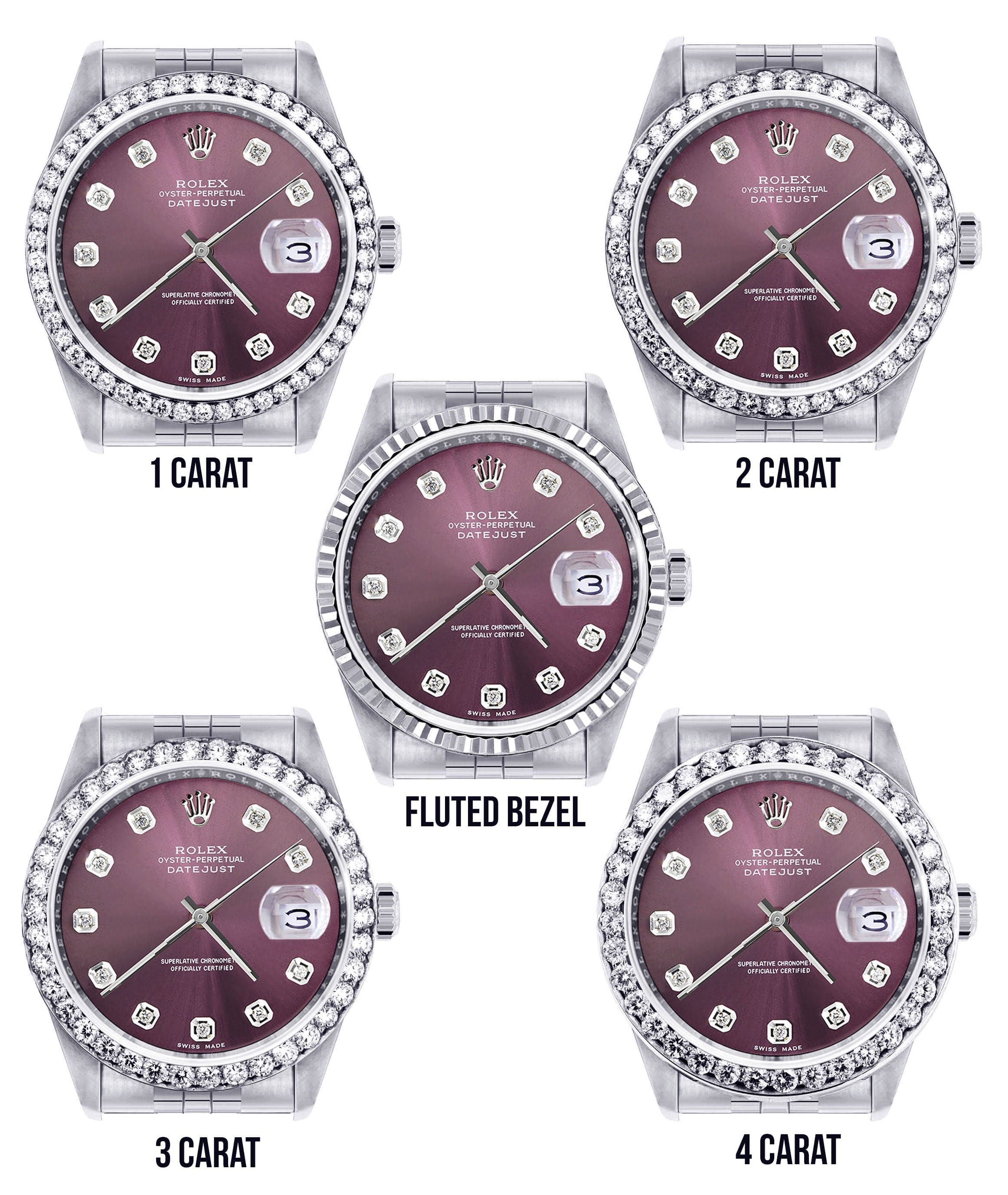 Mens Rolex Datejust Watch 16200 | 36Mm | Purple Dial | Jubilee Band - Image 3