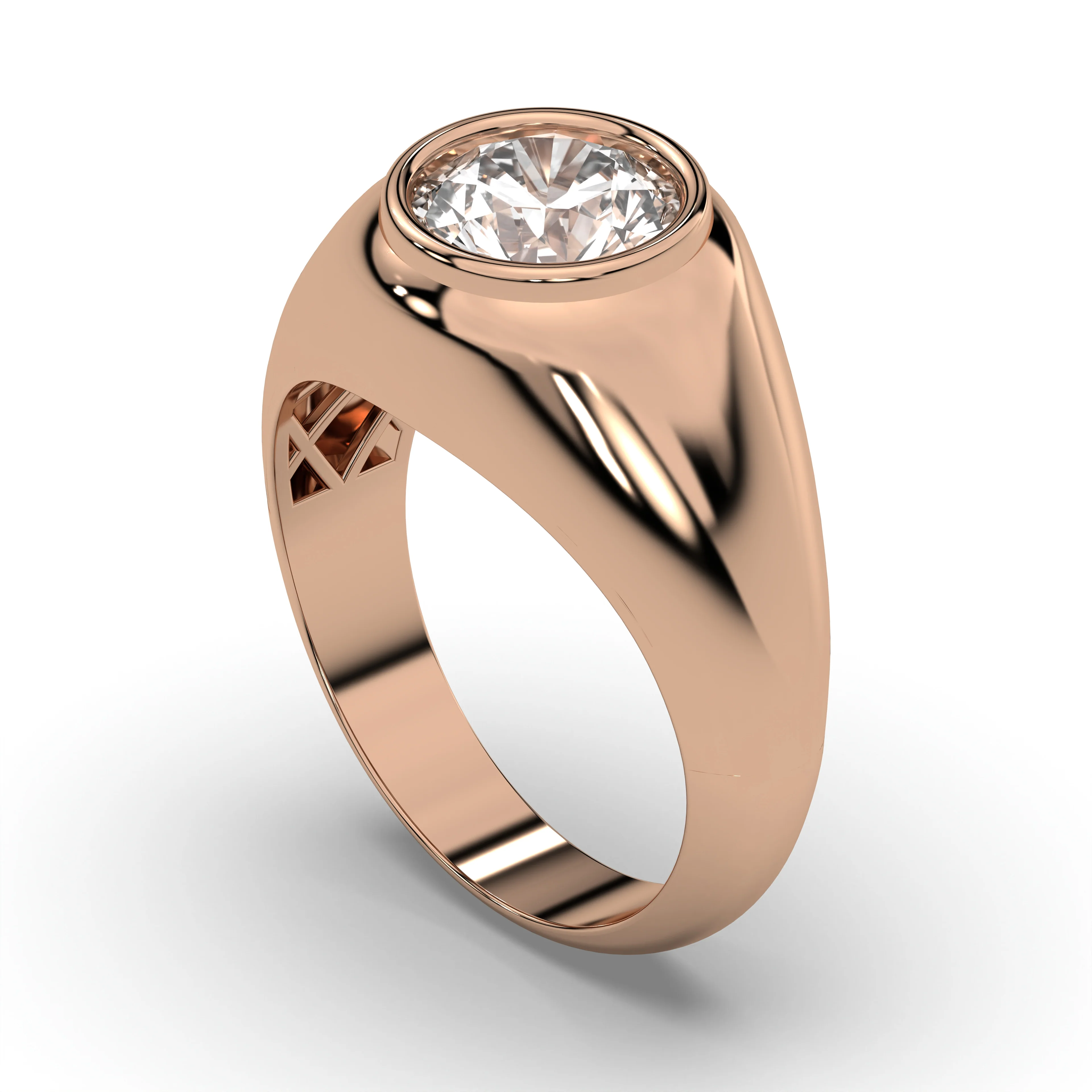 Men's Jewelry - Men's VVS Lab Diamond Round Brilliant Cut Solitaire Engagement Ring | Rose Gold - Image 4