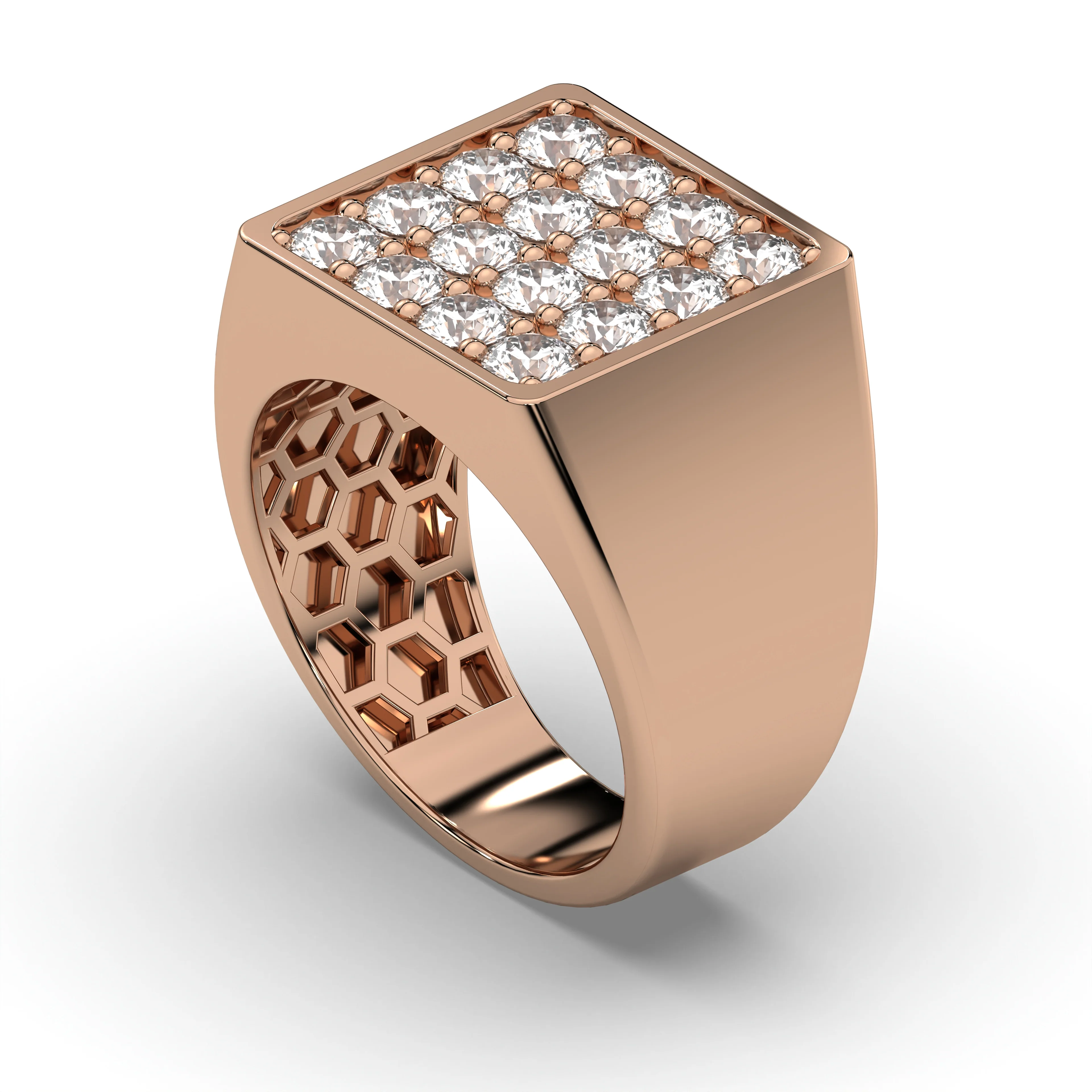 Men's Jewelry - Men's VVS Lab Diamond Square Diamond Ring | Rose Gold - Image 4