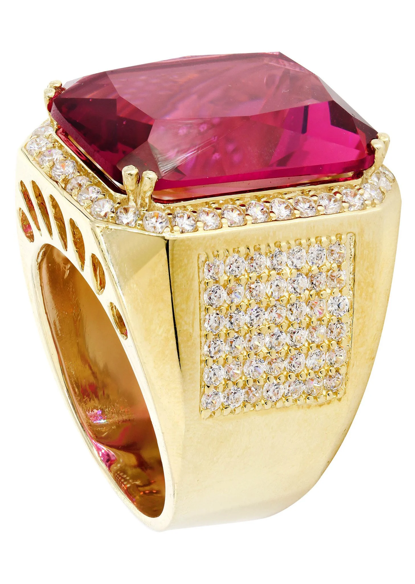 Ruby 10K Gold Mens Ring | 21.8 Grams - Image 3