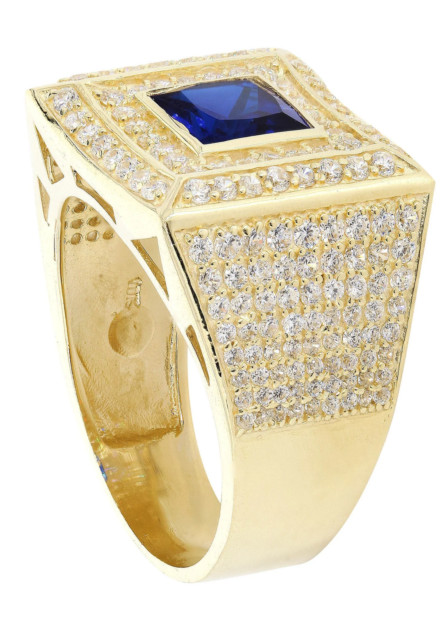 Sapphire  10K Gold Mens Ring | 10.9 Grams - Image 3